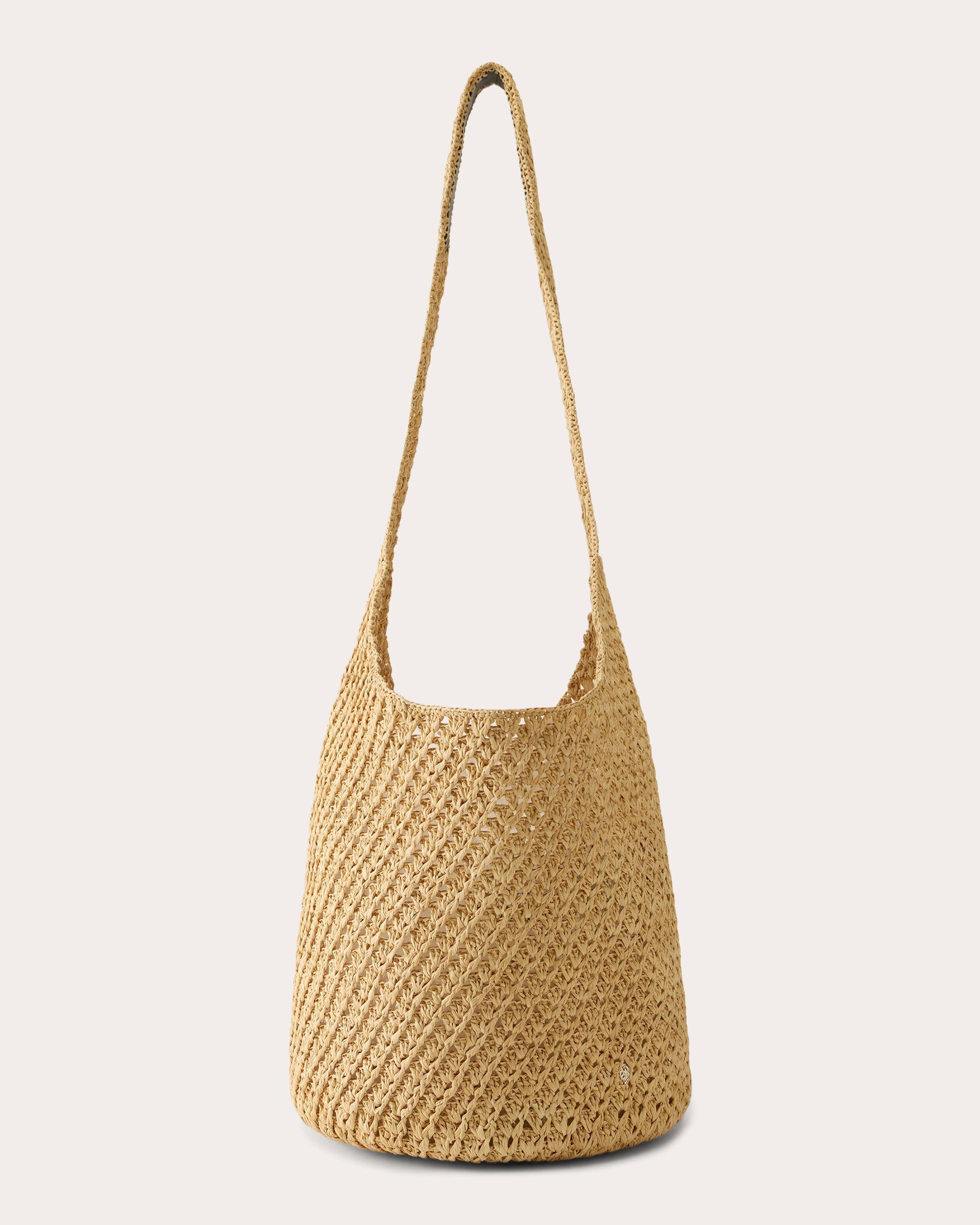 Lani Crocheted Raffia Drawstring Sac Bag