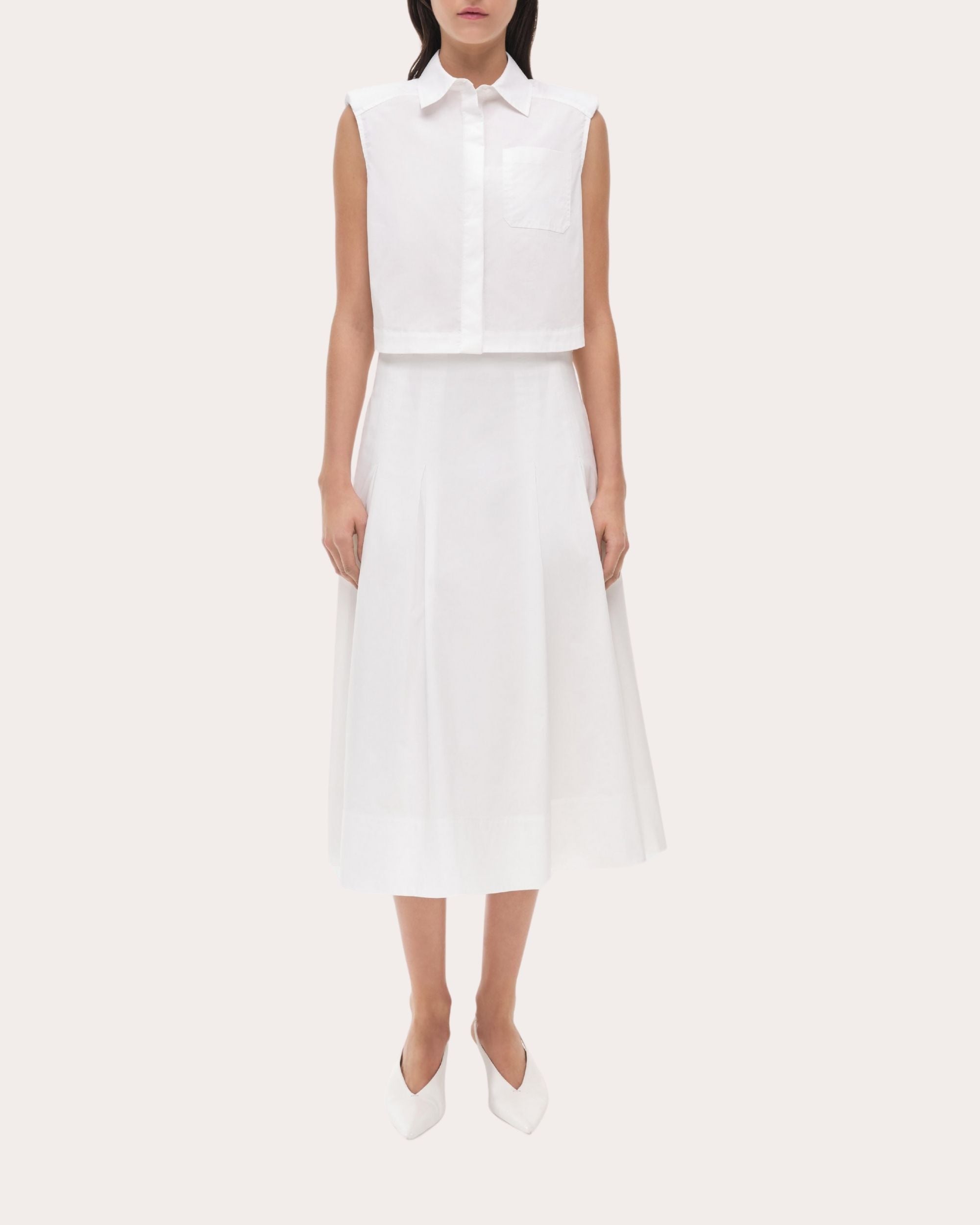 Winslow Poplin Cropped Sleeveless Shirt