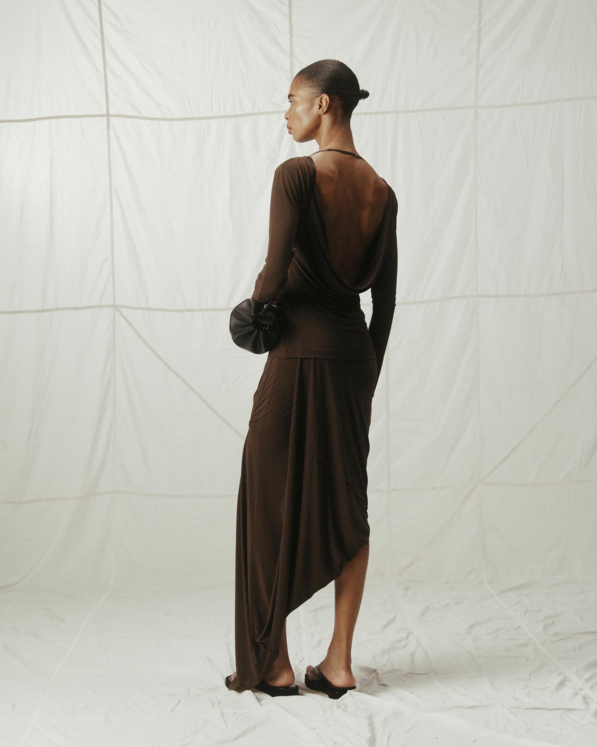Jersey Twisted Drape Skirt