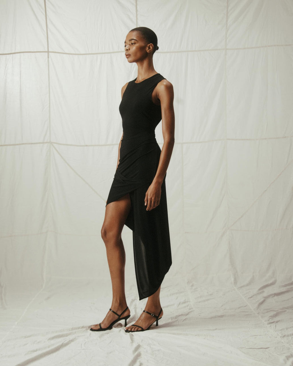 Jersey Twisted Drape Sleeveless Dress