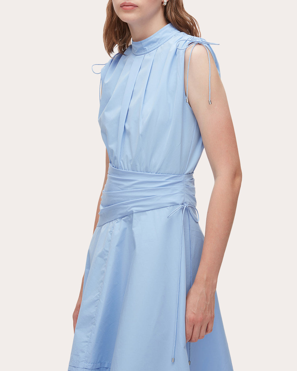 Cotton Poplin Ruched Handkerchief Dress