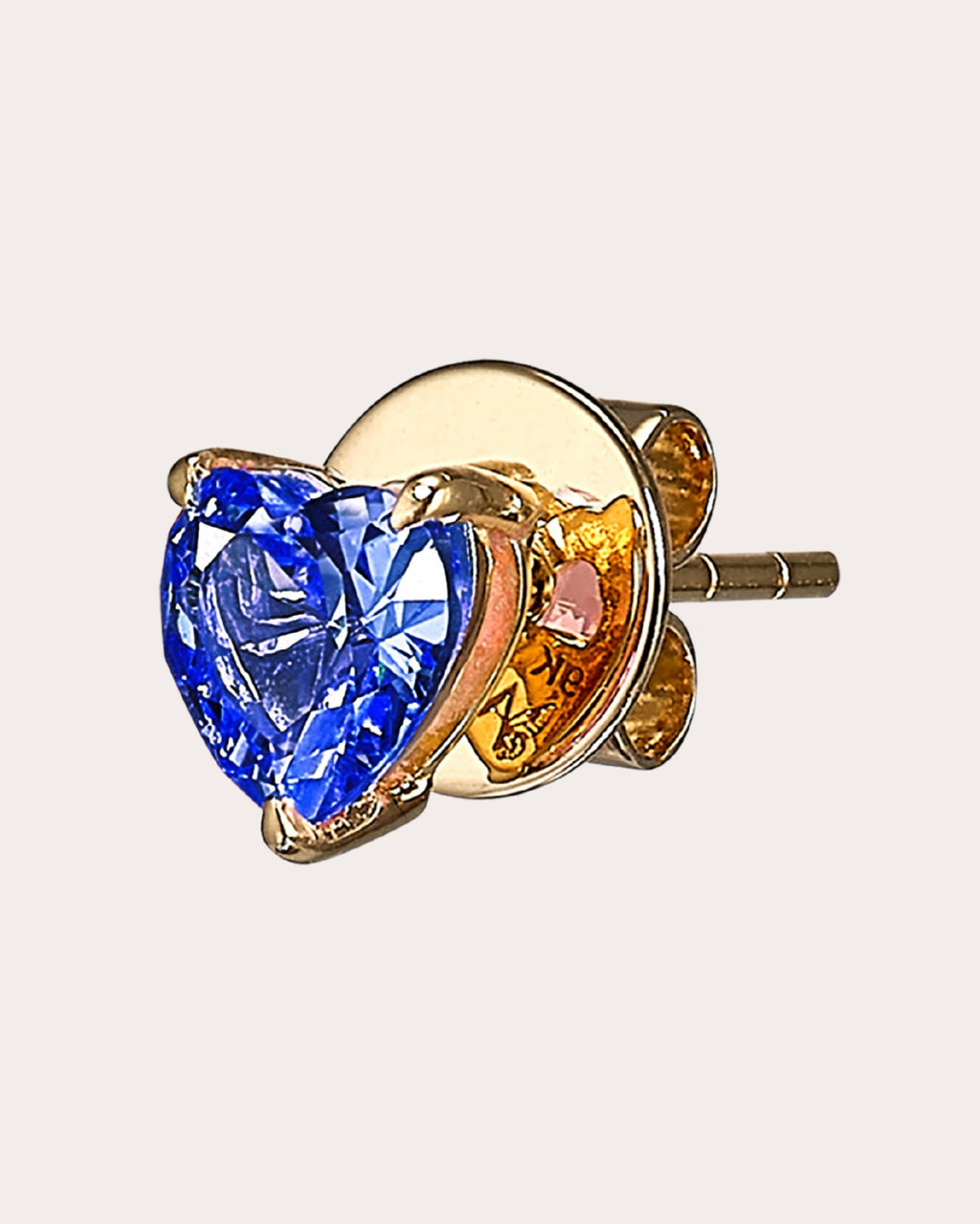 Royal Blue Sapphire Mini Heart Stud Earrings