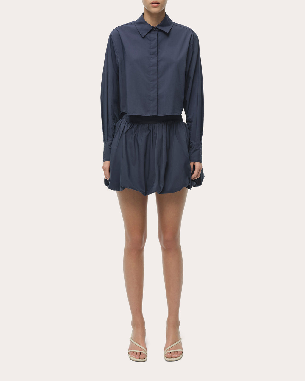 Pippa Poplin Gathered Bubble Mini Skirt