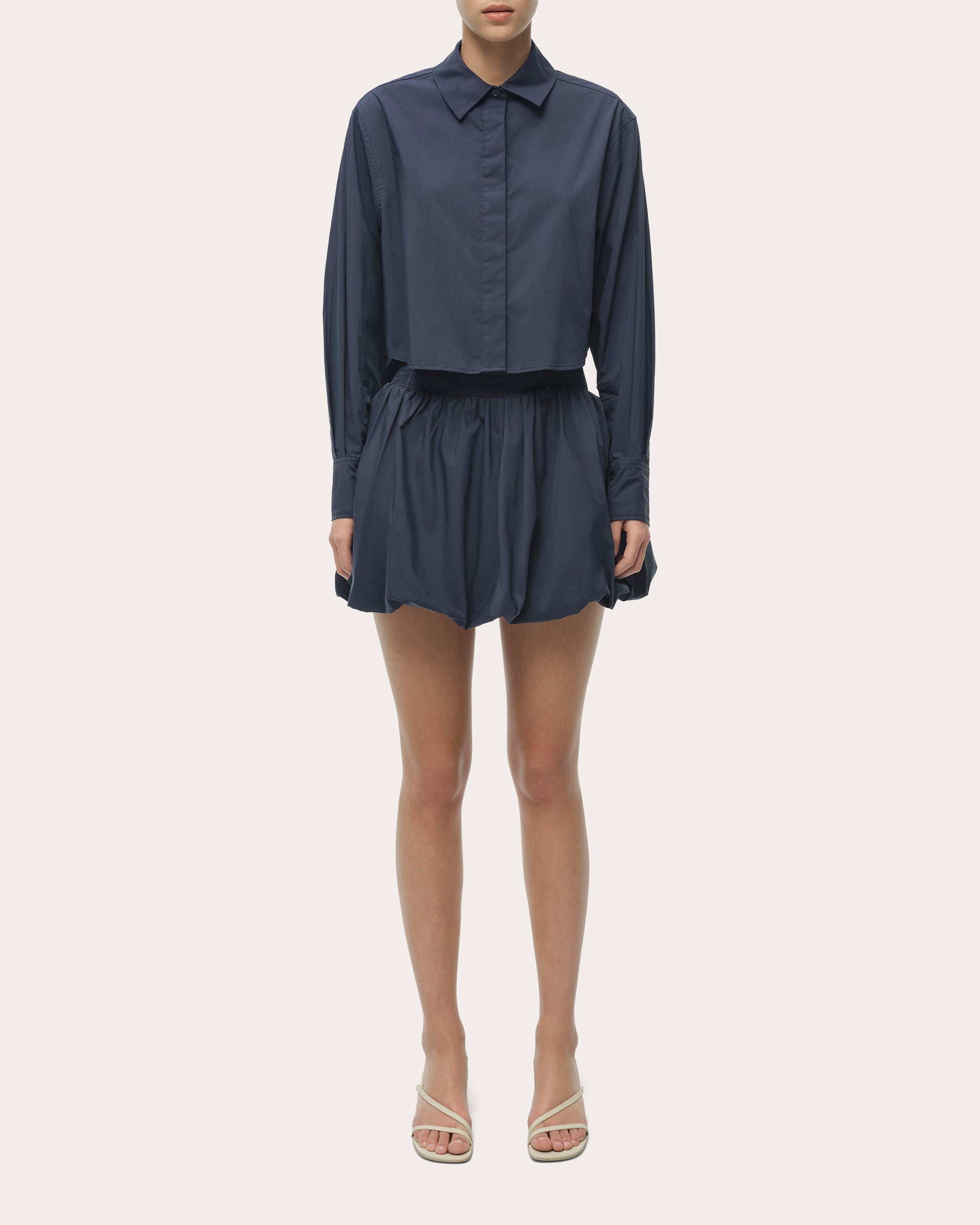 Pippa Poplin Gathered Bubble Mini Skirt