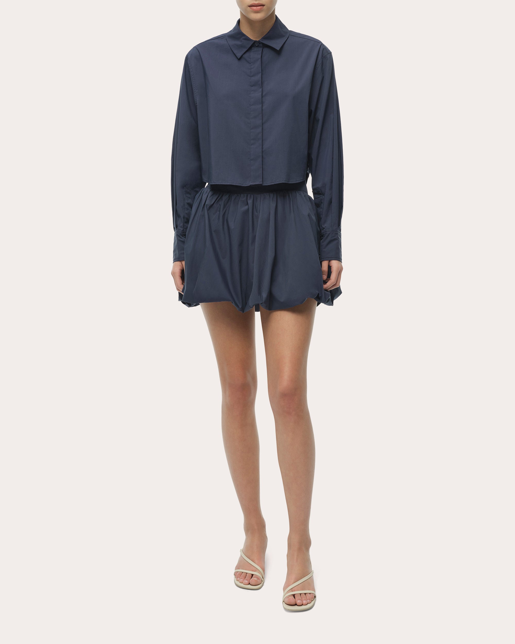 Pippa Poplin Gathered Bubble Mini Skirt