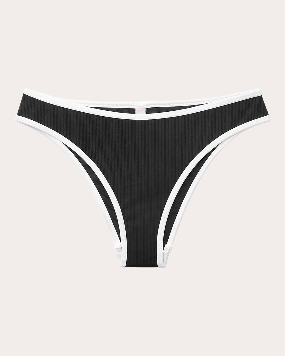 Ribbed Mid-Rise Bikini Bottoms