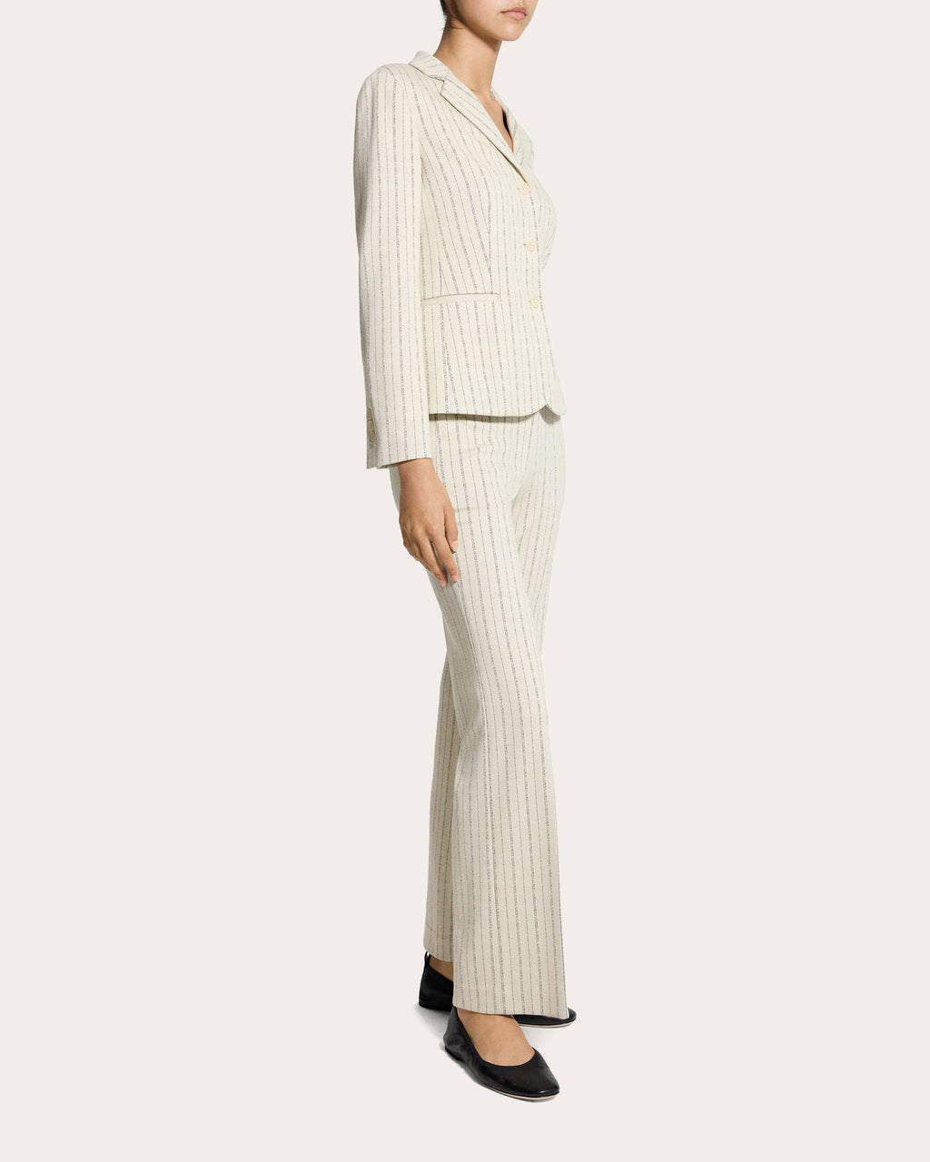Stripe Shrunken Single-Breasted Blazer