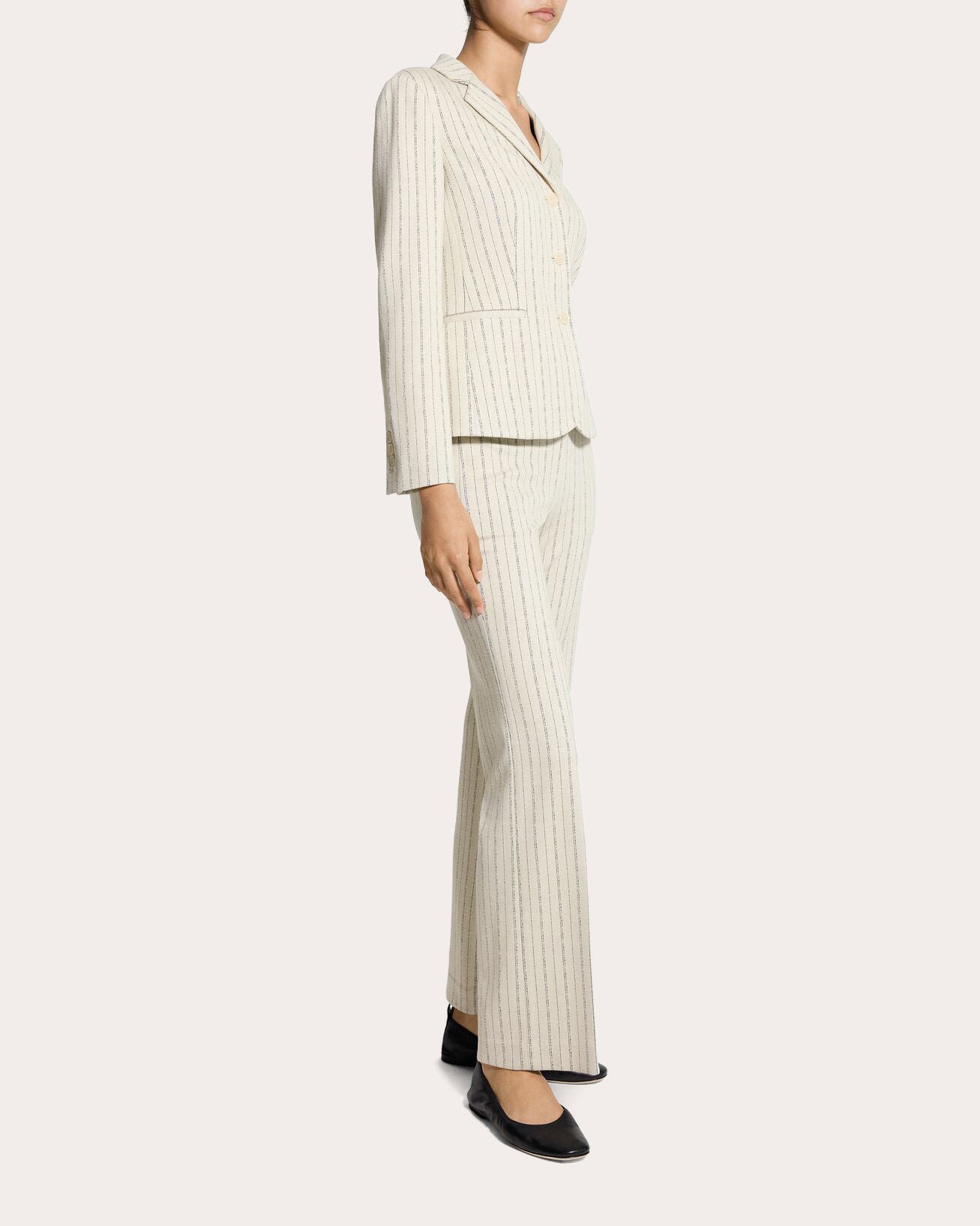 Stripe Shrunken Single-Breasted Blazer