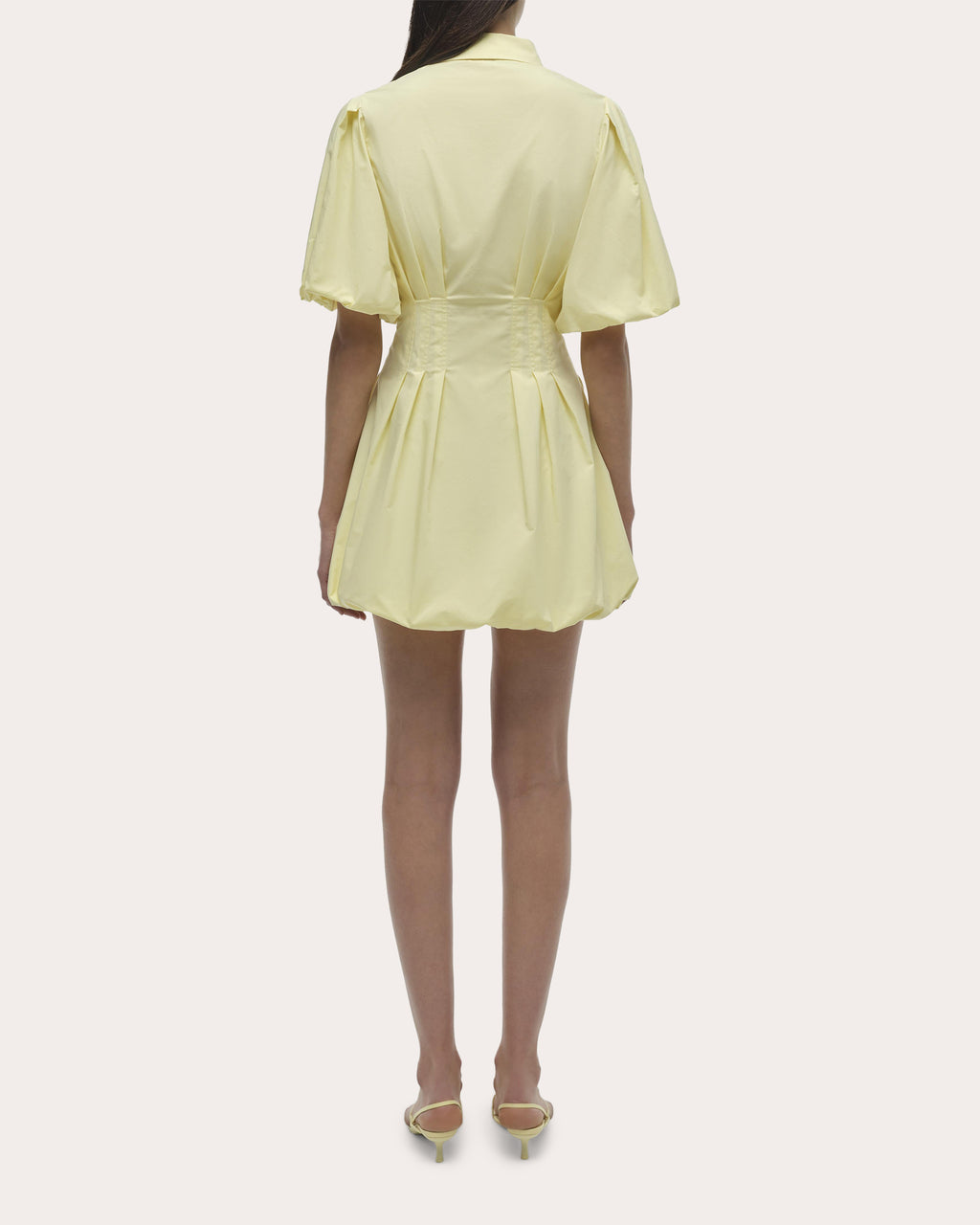 Cleo Poplin Puff-Sleeve Mini Shirt Dress