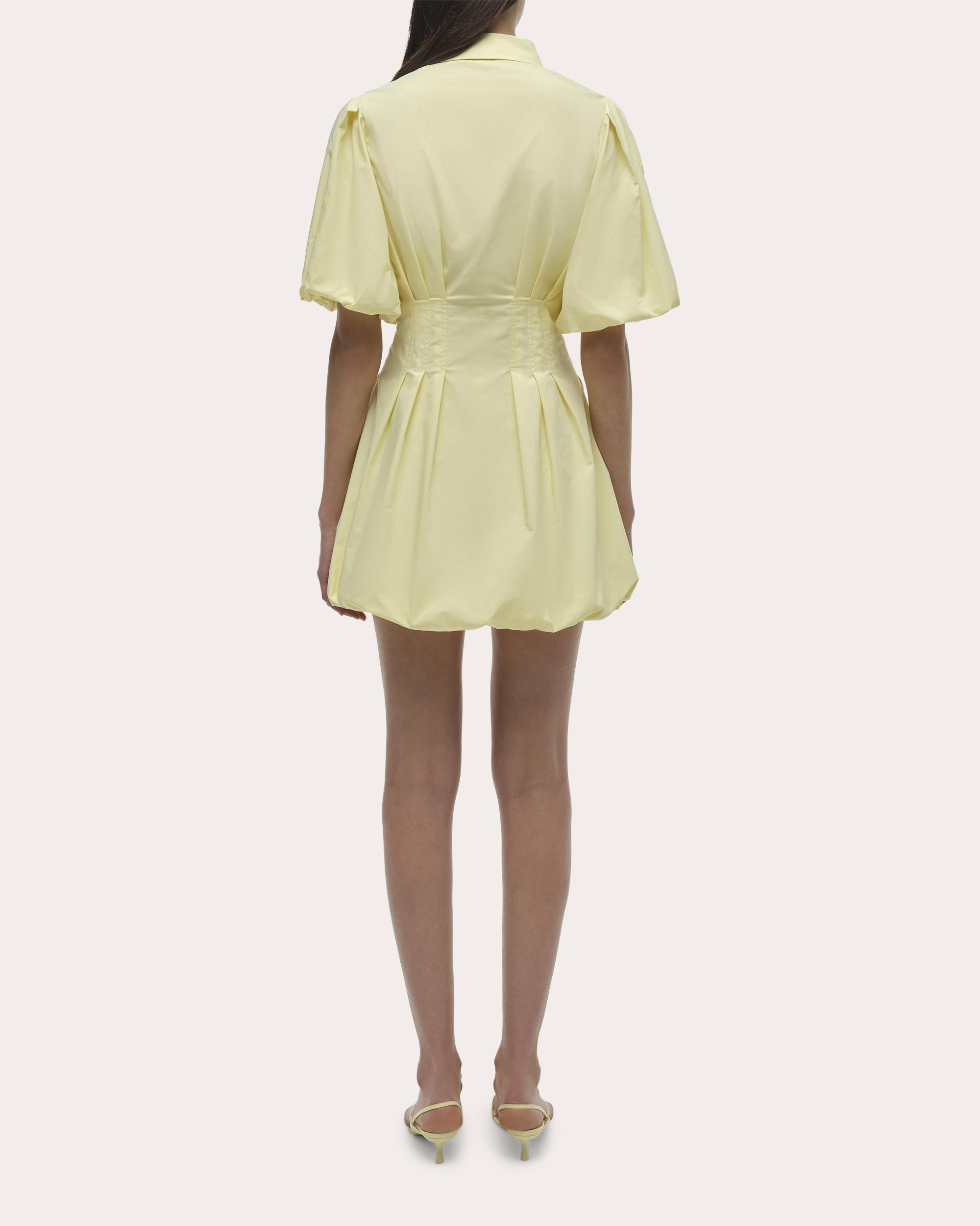 Cleo Poplin Puff-Sleeve Mini Shirt Dress