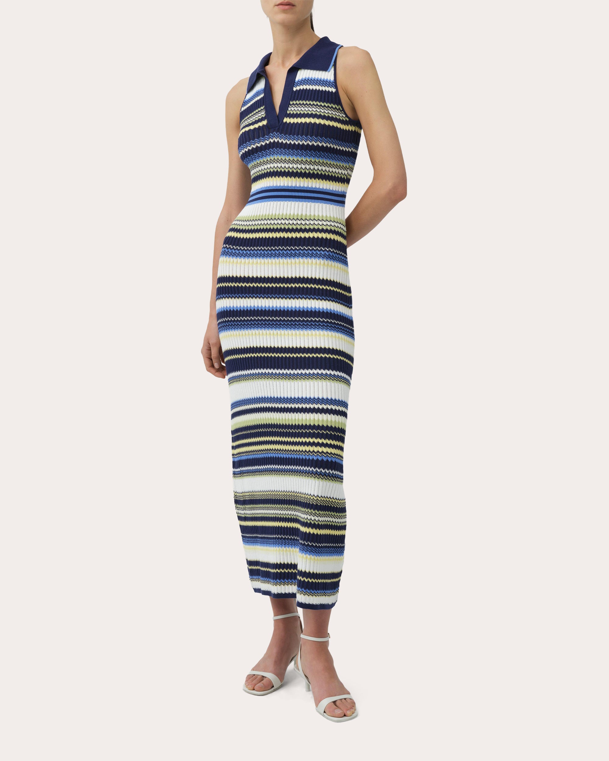 Kerrin Chevron Knit Polo Dress
