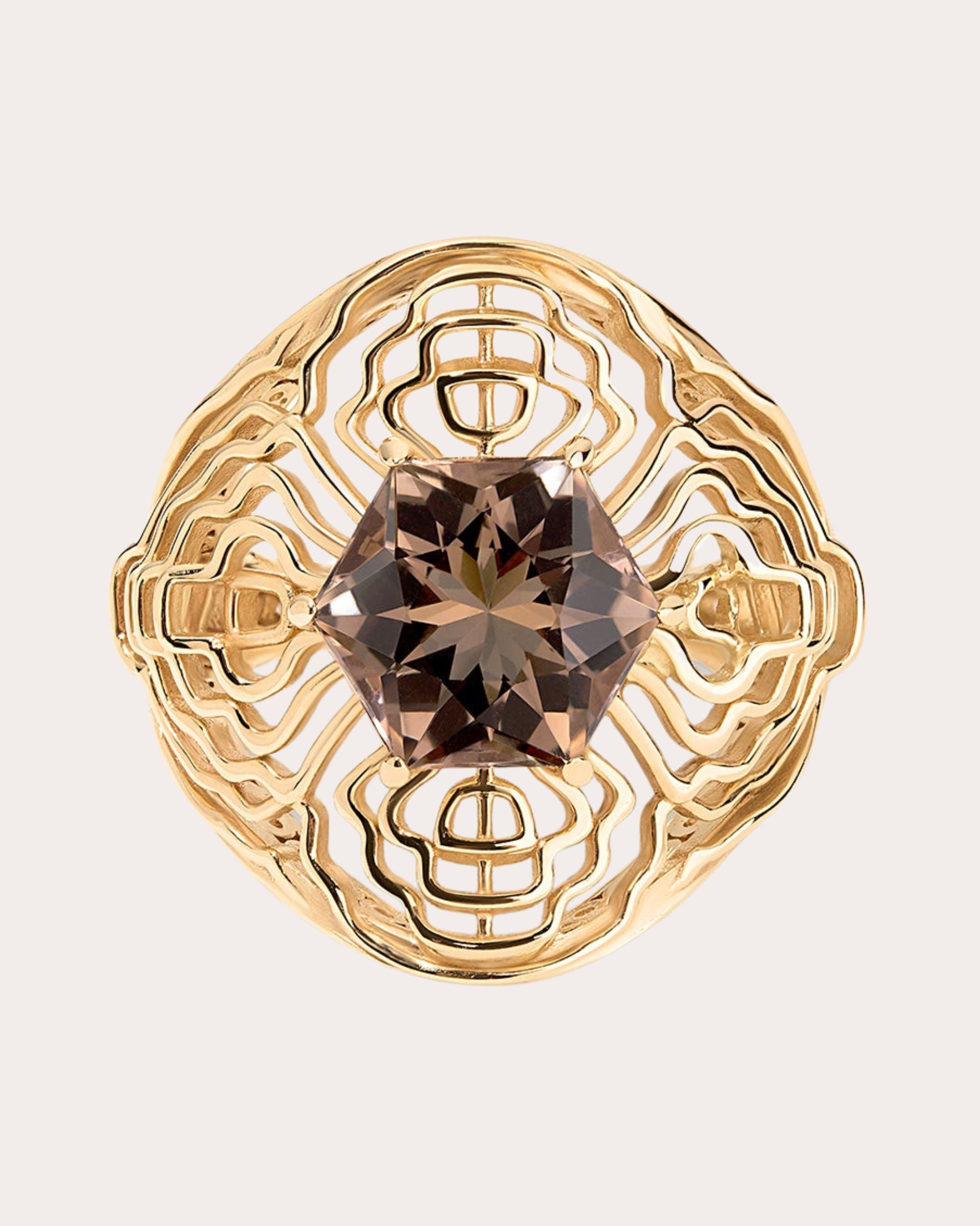 Diamond & Quartz 14k Gold 200Hz Ring