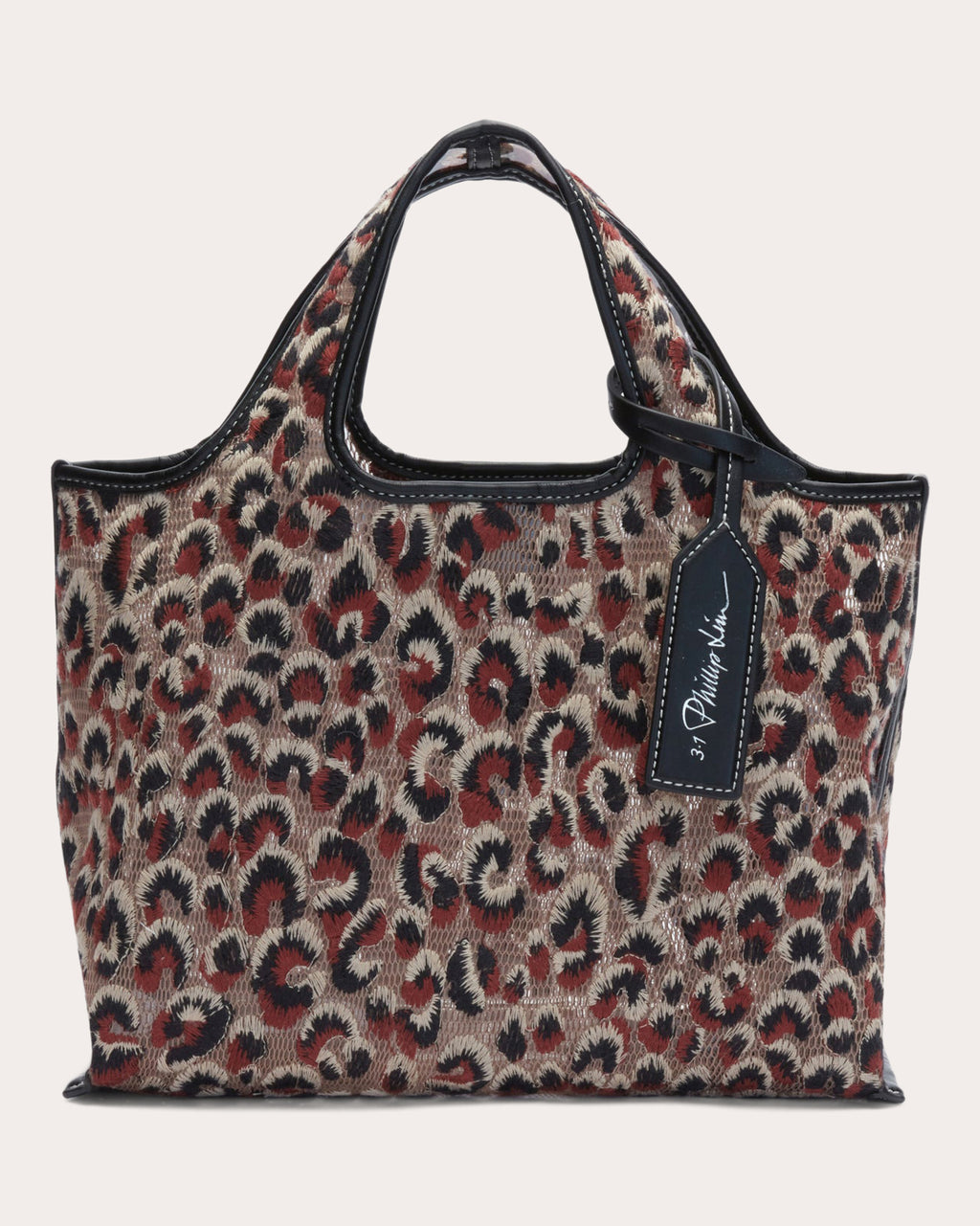 Mini Embroidered Leopard Mesh Market Tote