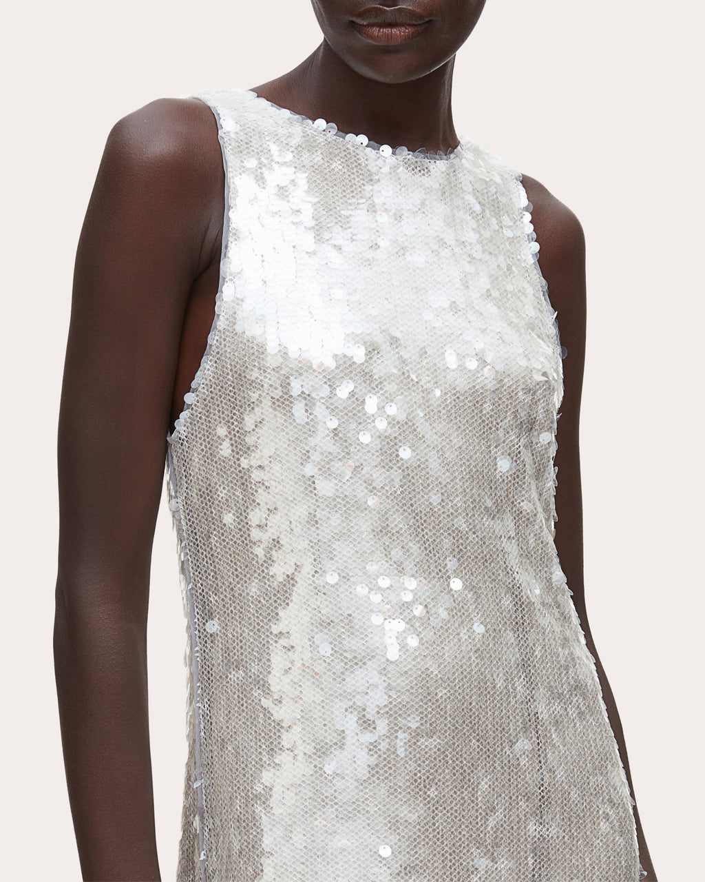 Sequin Paillette Bow Sleeveless Shift Dress
