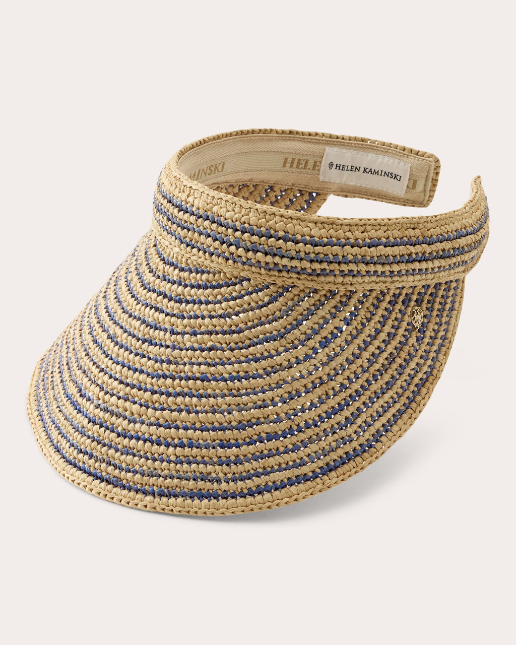 Sunlee Stripe Crocheted Raffia Visor