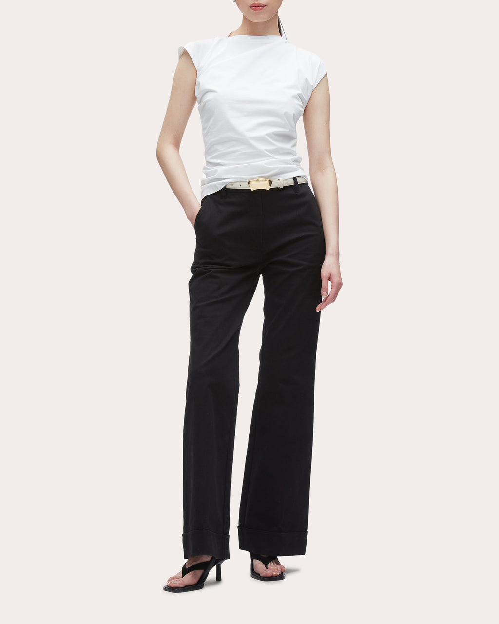 Cotton Jersey Asymmetric Draped T-Shirt