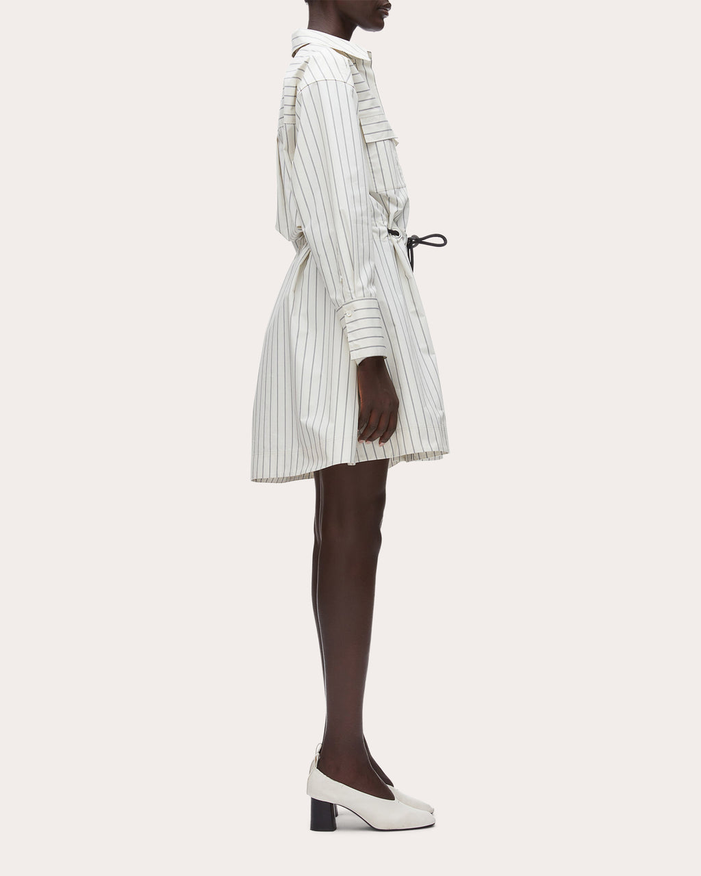 Stripe Poplin Belted Mini Shirt Dress