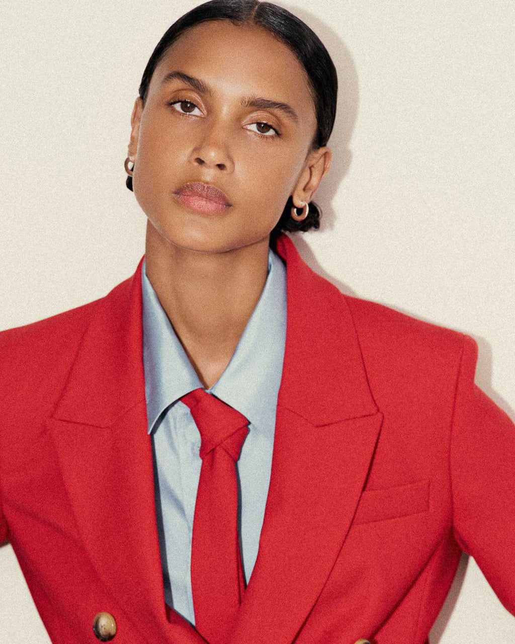 Heavy Wool Twill Belted Double-Breasted Blazer