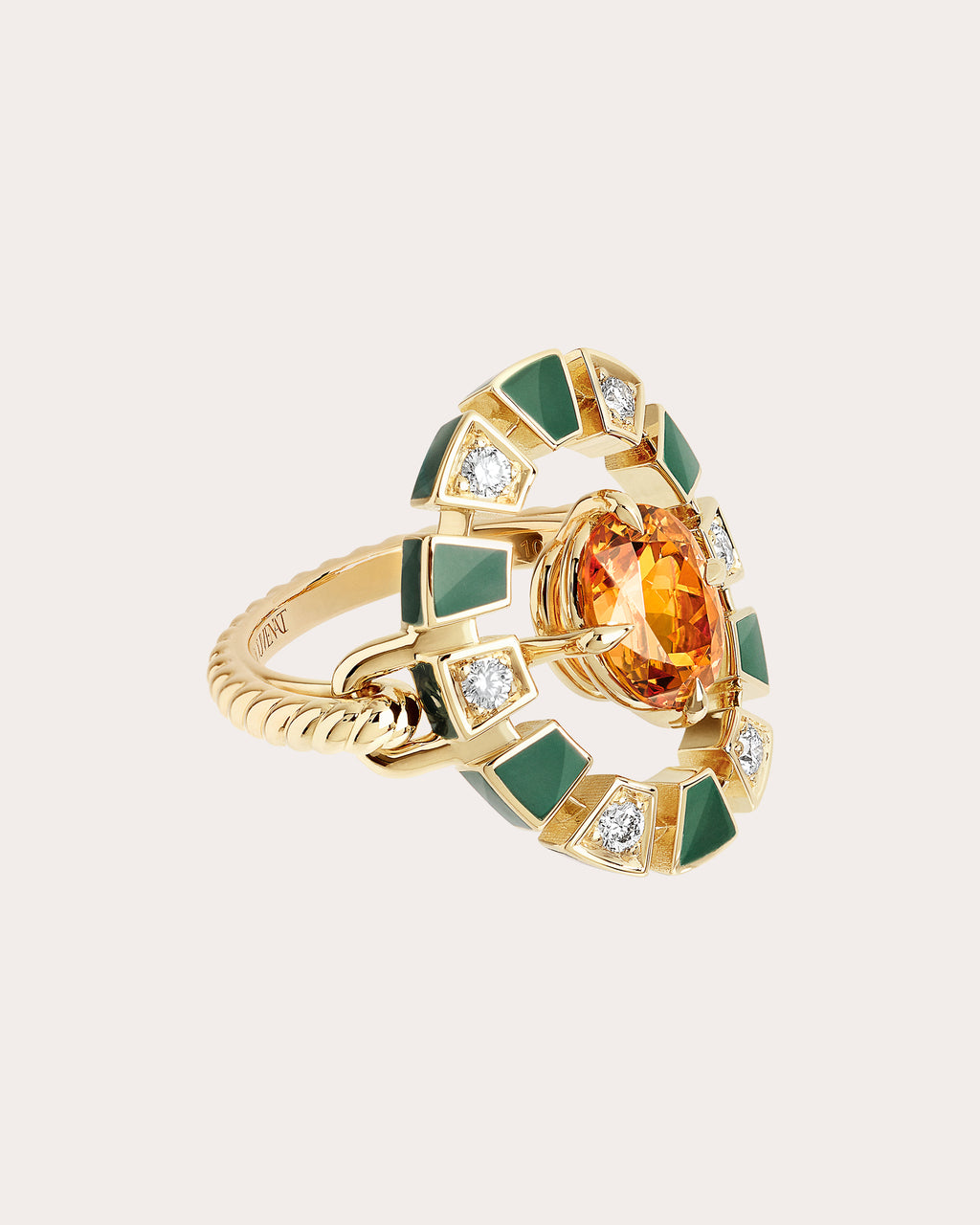 Mandarin Garnet & Diamond Frame Halo Ring