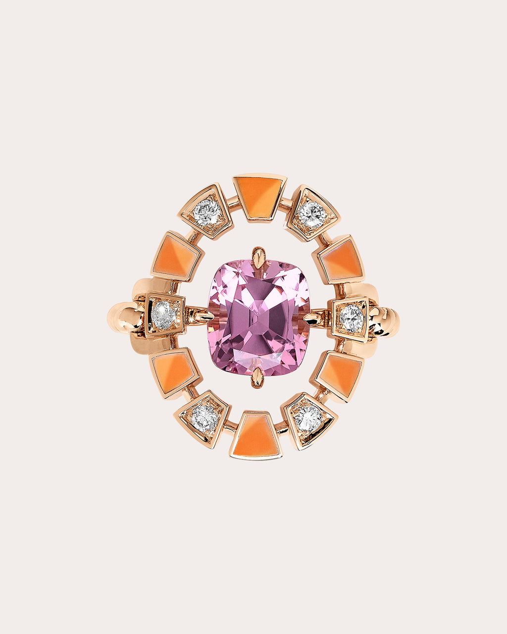 Pink Tourmaline & Diamond Frame Halo Ring