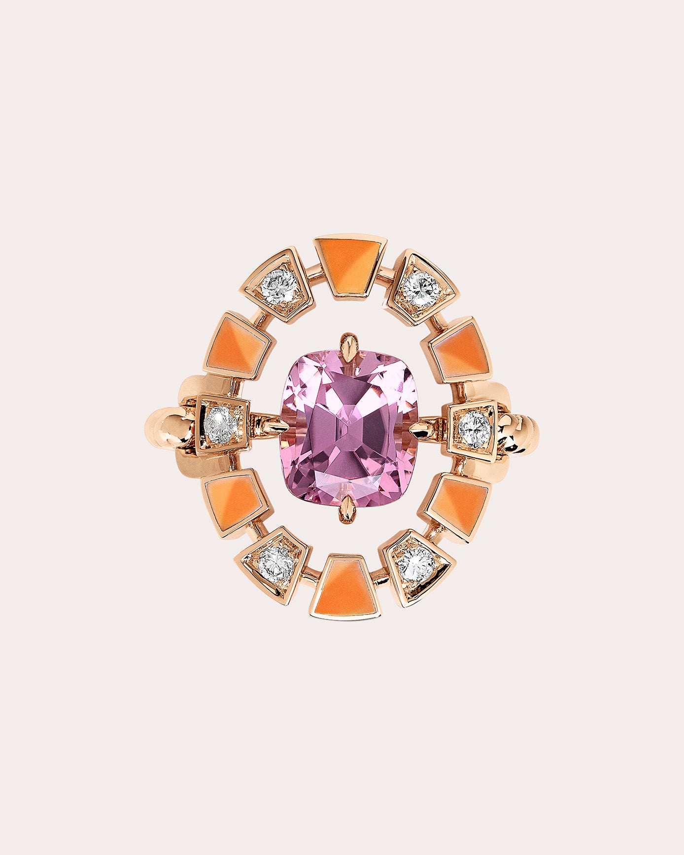 Pink Tourmaline & Diamond Frame Halo Ring