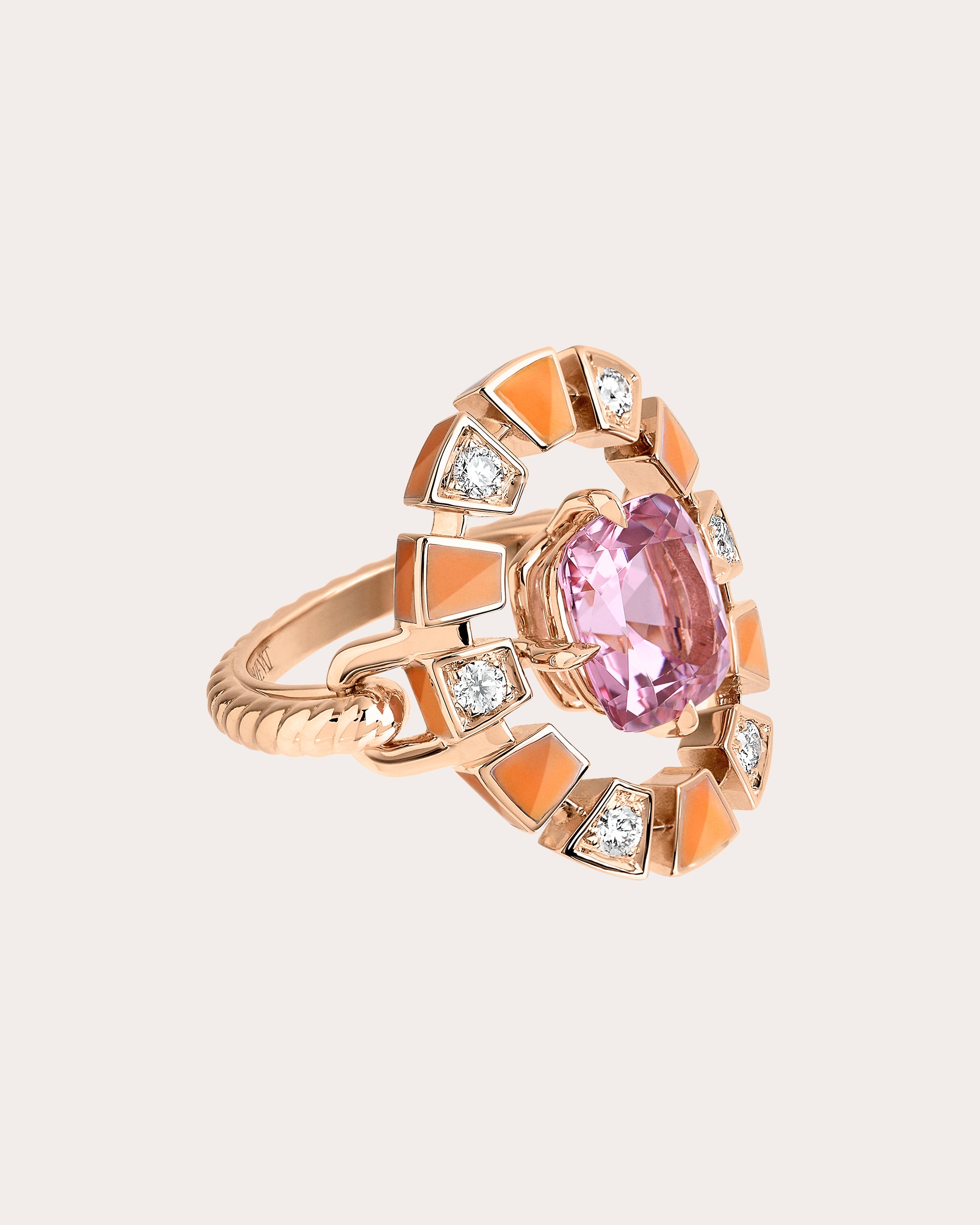 Pink Tourmaline & Diamond Frame Halo Ring
