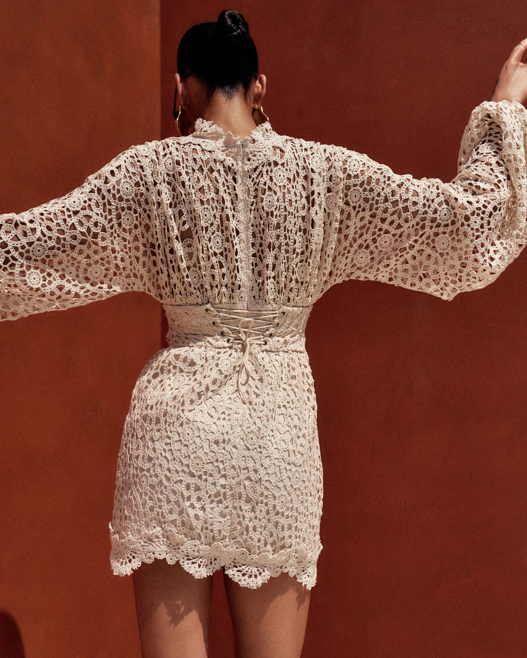 Dani Crocheted Lace Corset Mini Dress