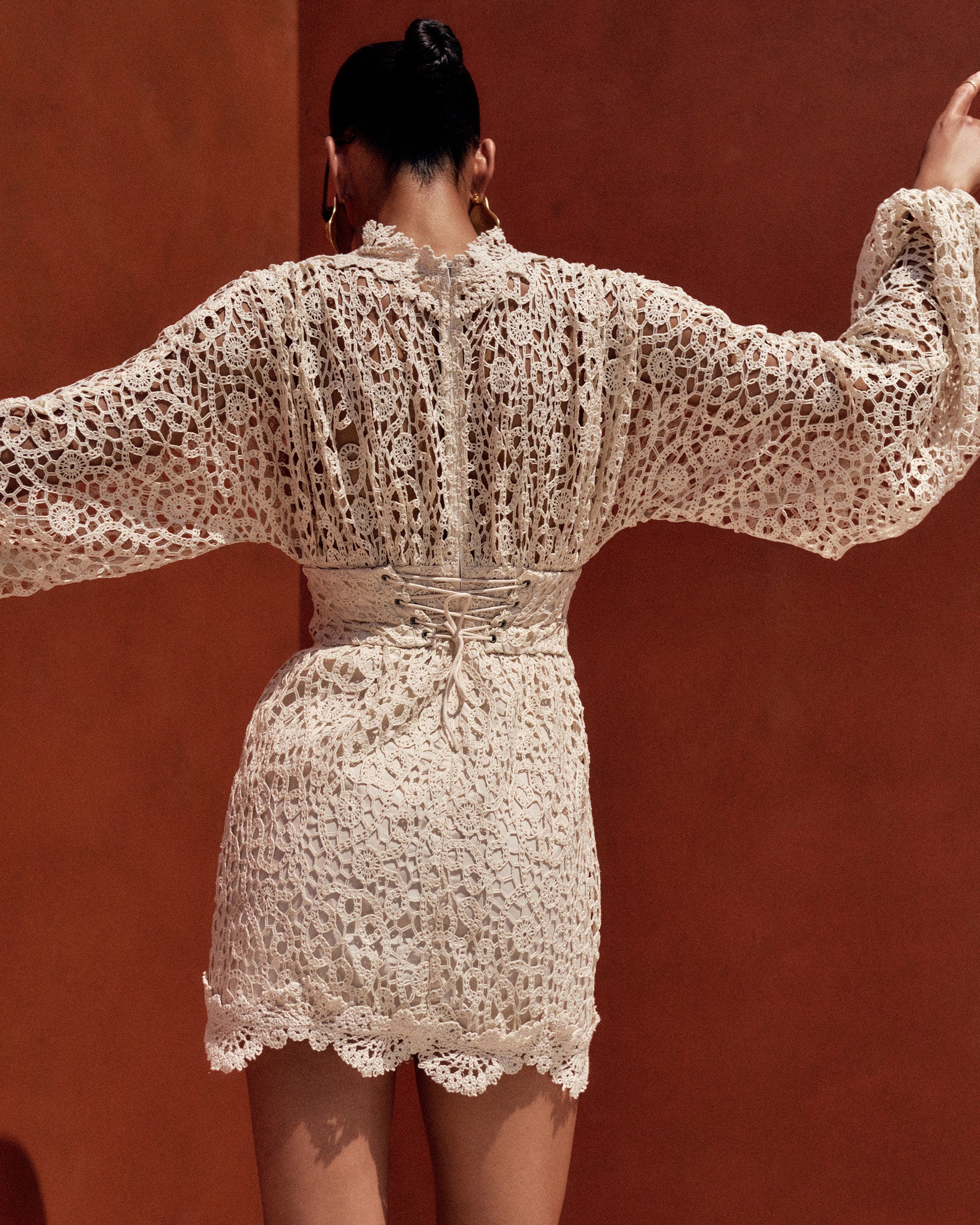 Dani Crocheted Lace Corset Mini Dress