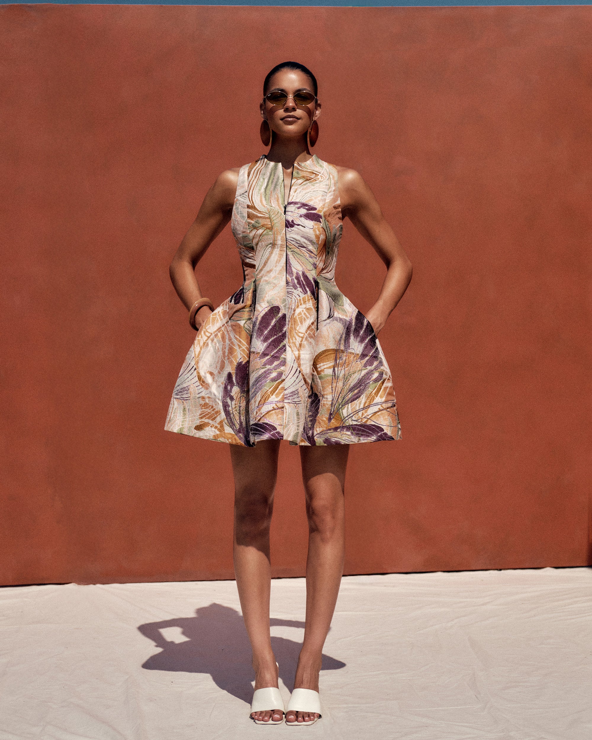 Venti Vibra Jacquard Pleated Mini Dress