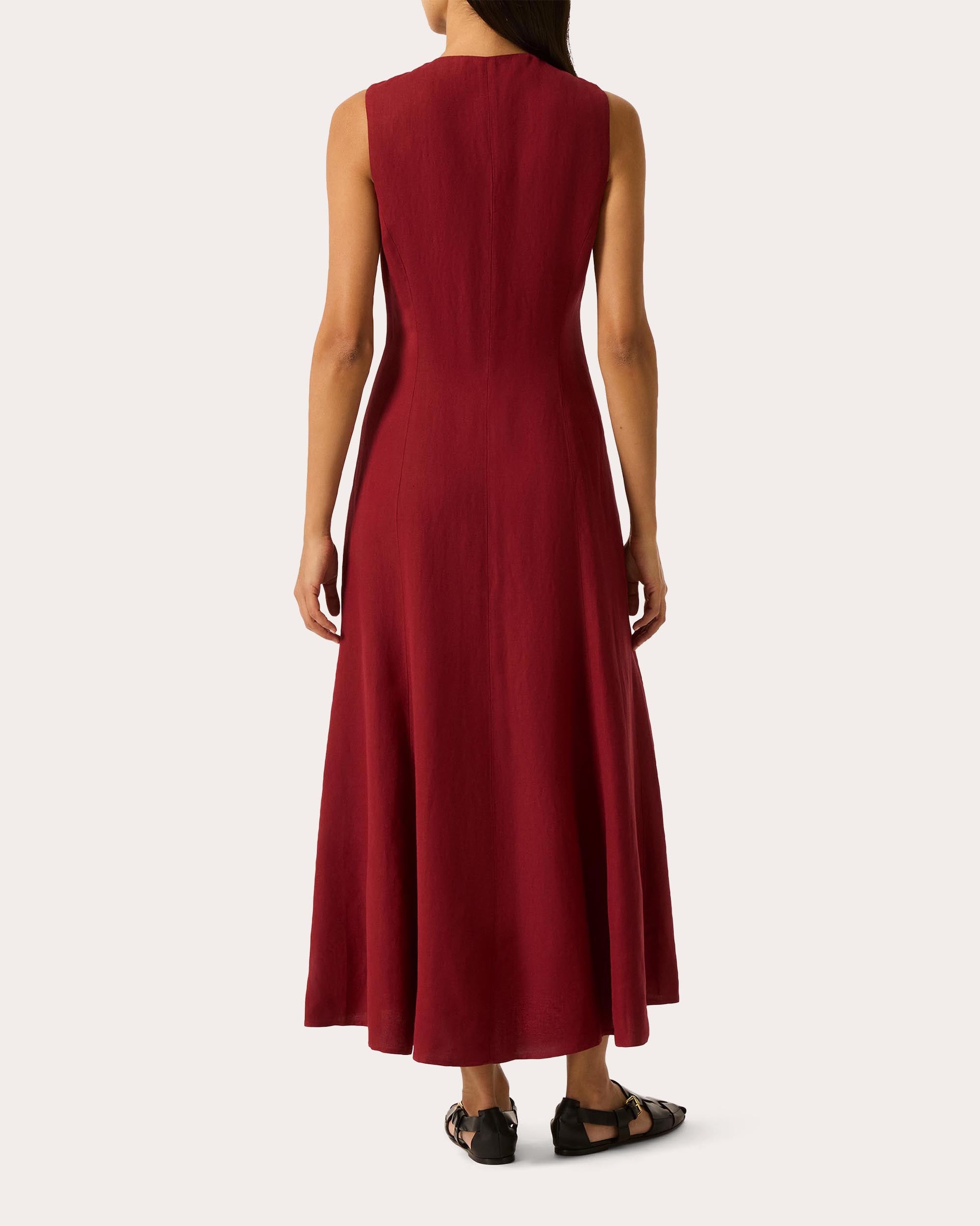 Carroll Linen-Blend Button Maxi Dress