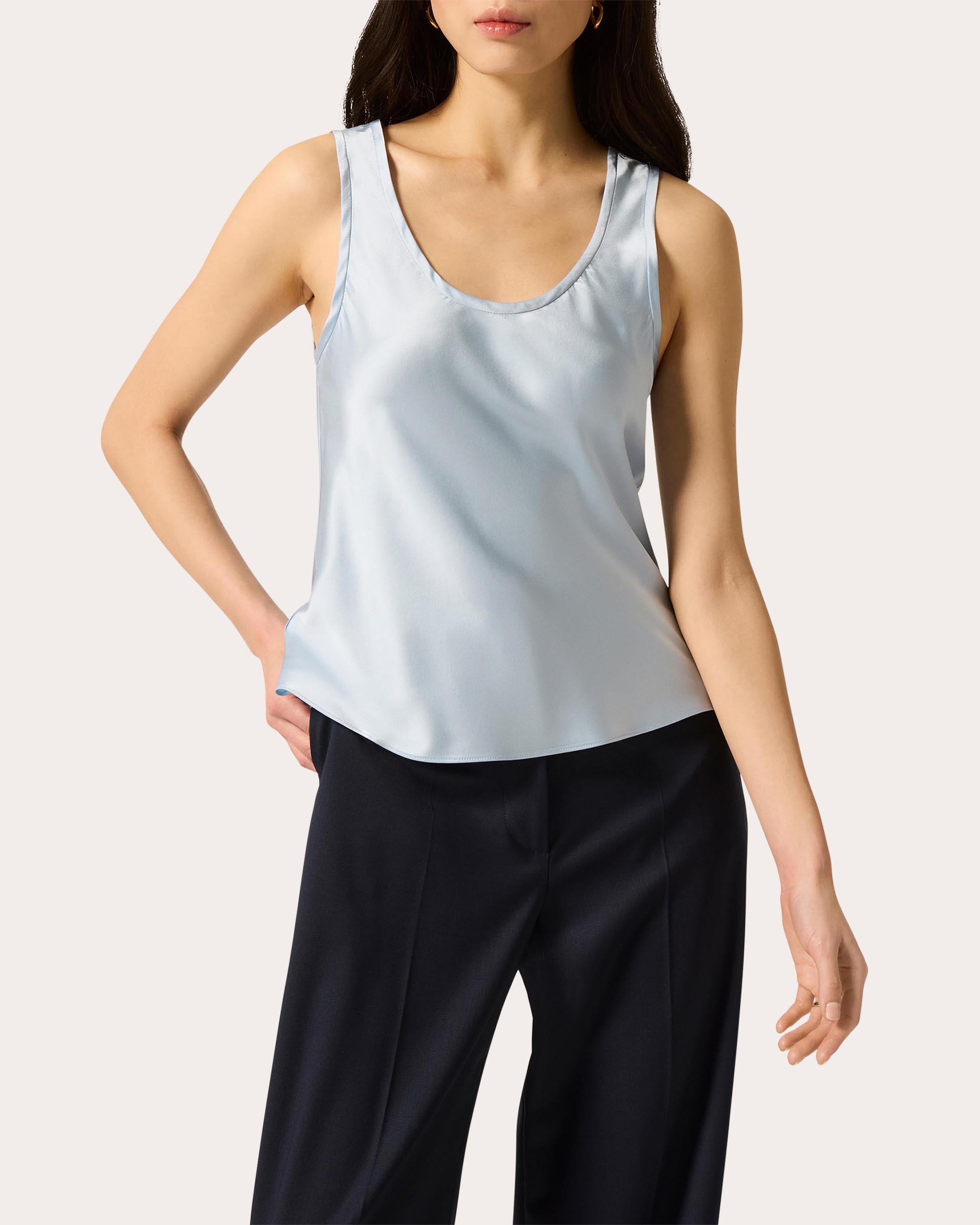 Silk Charmeuse Scoop Neck Tank Top