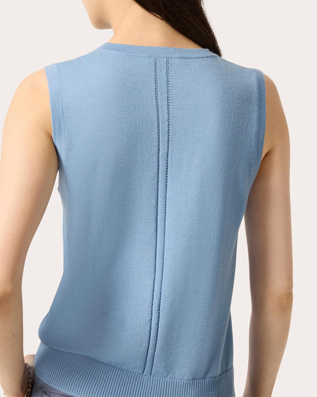 Fine Knit Wool-Silk Sleeveless Top