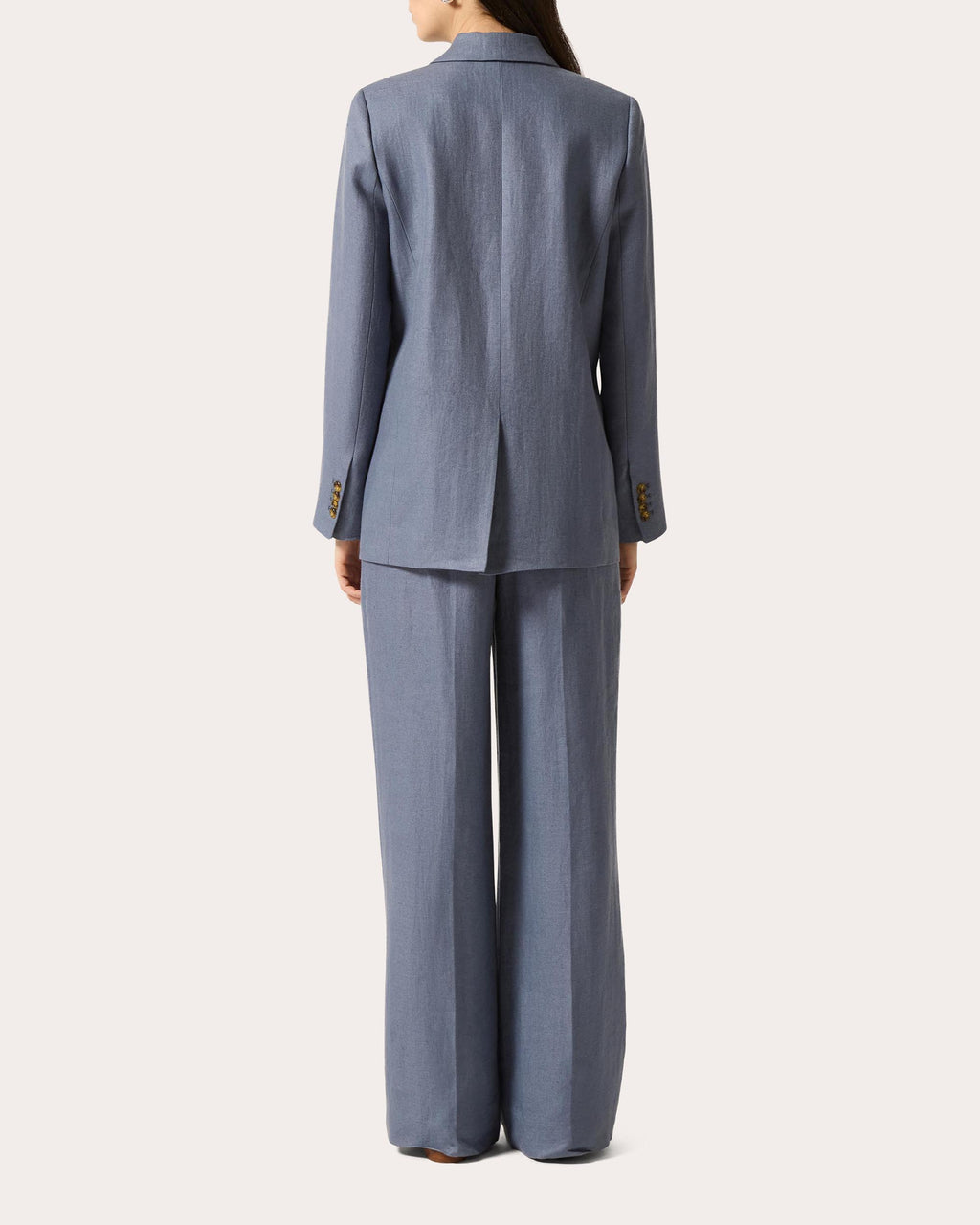 Basket Weave Linen Peaked Lapel Blazer