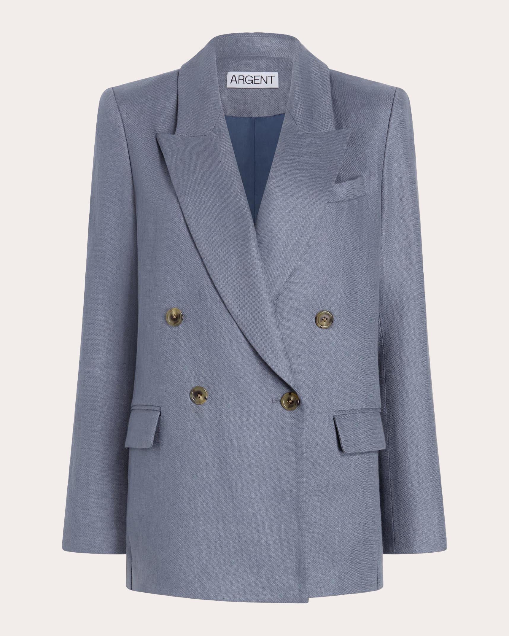 Basket Weave Linen Peaked Lapel Blazer