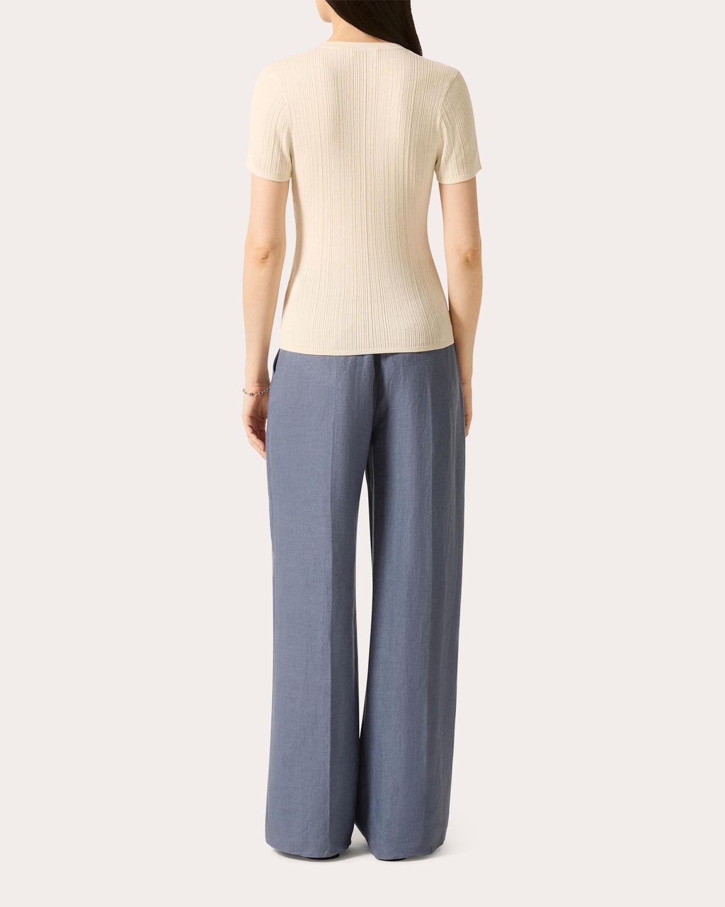 Ribbed Silk-Cotton Scoop Neck Tee