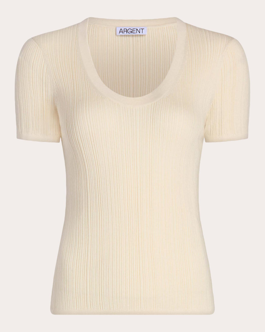 Ribbed Silk-Cotton Scoop Neck Tee