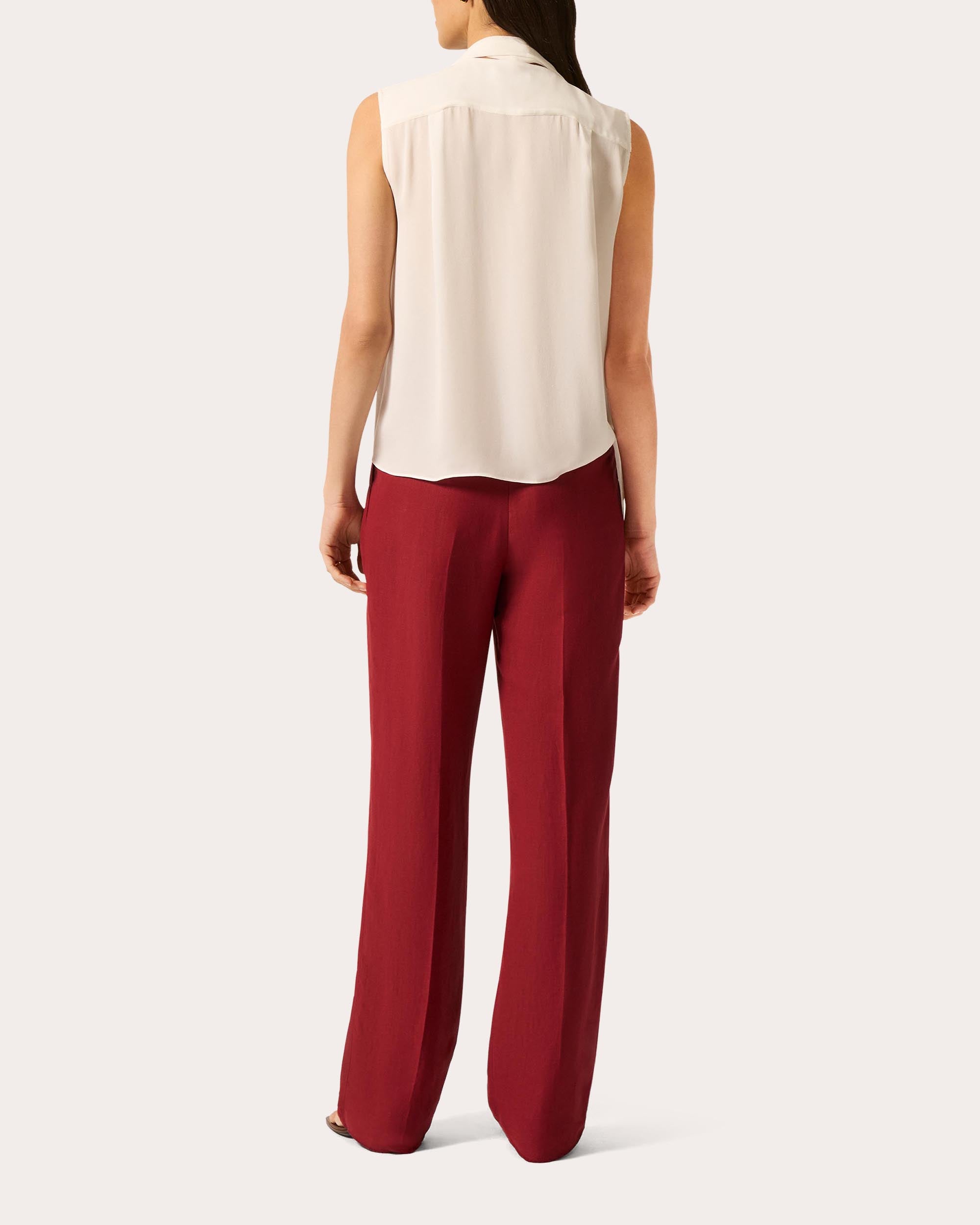 Silk Georgette Sleeveless Bow Blouse