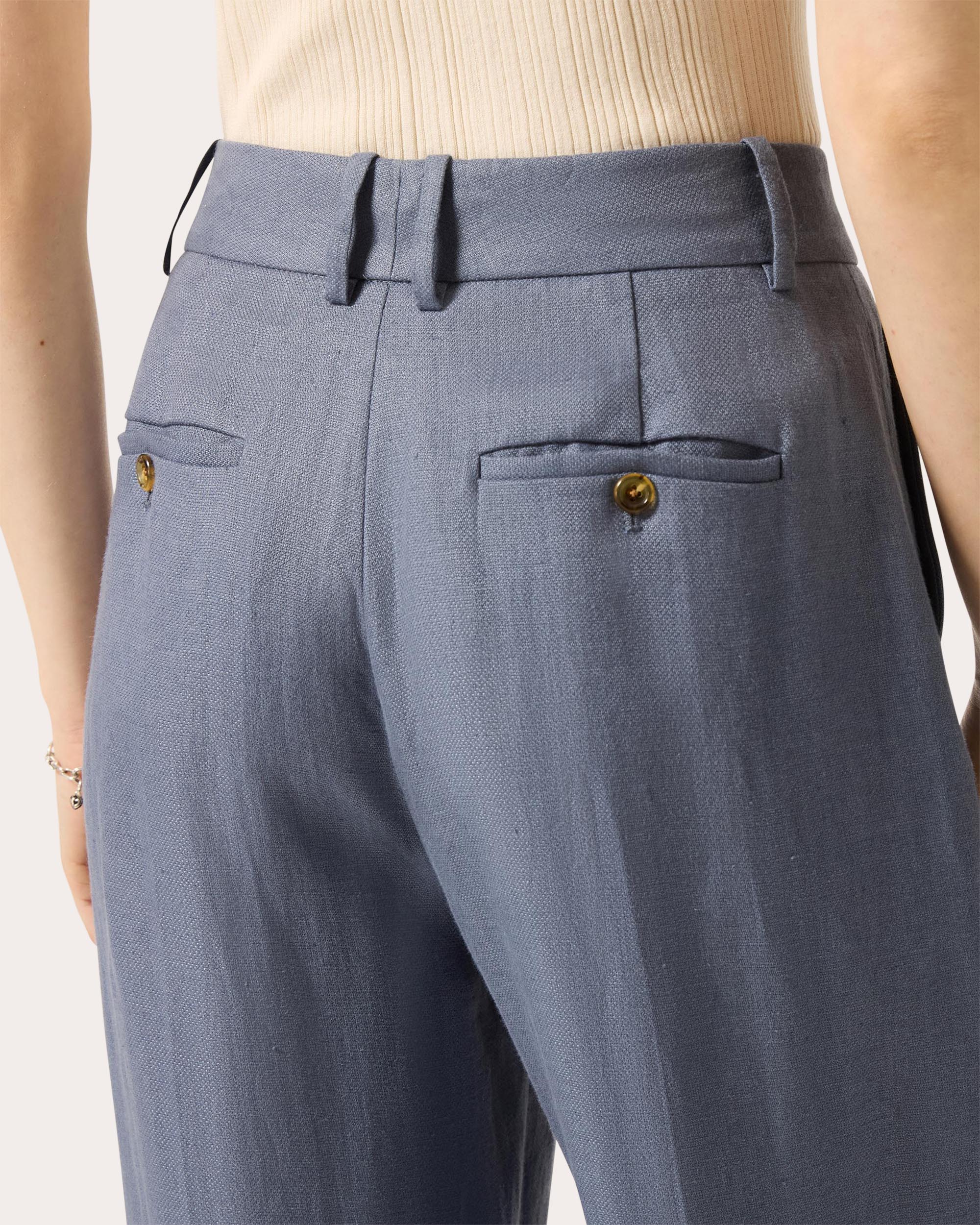 Soho Basket Weave Linen Creased Trousers