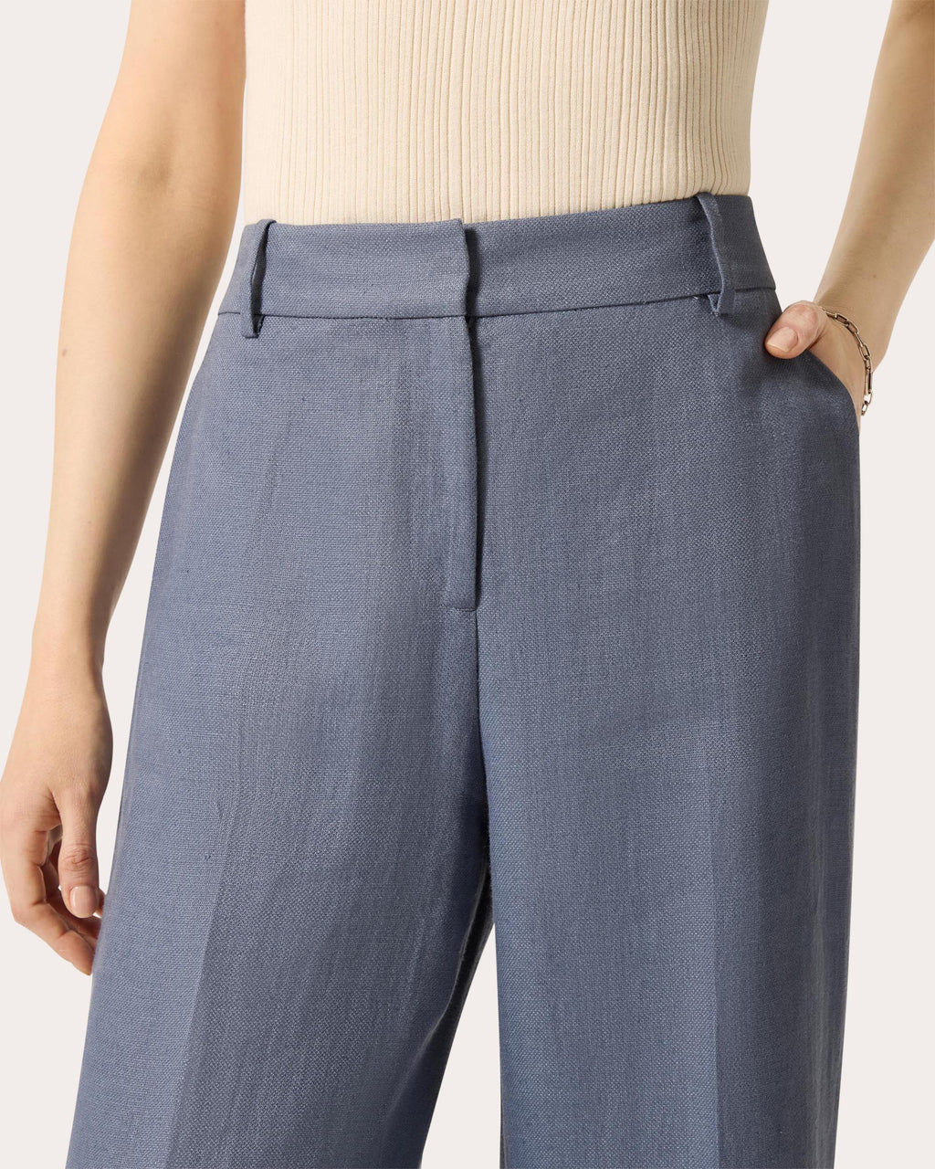 Soho Basket Weave Linen Creased Trousers