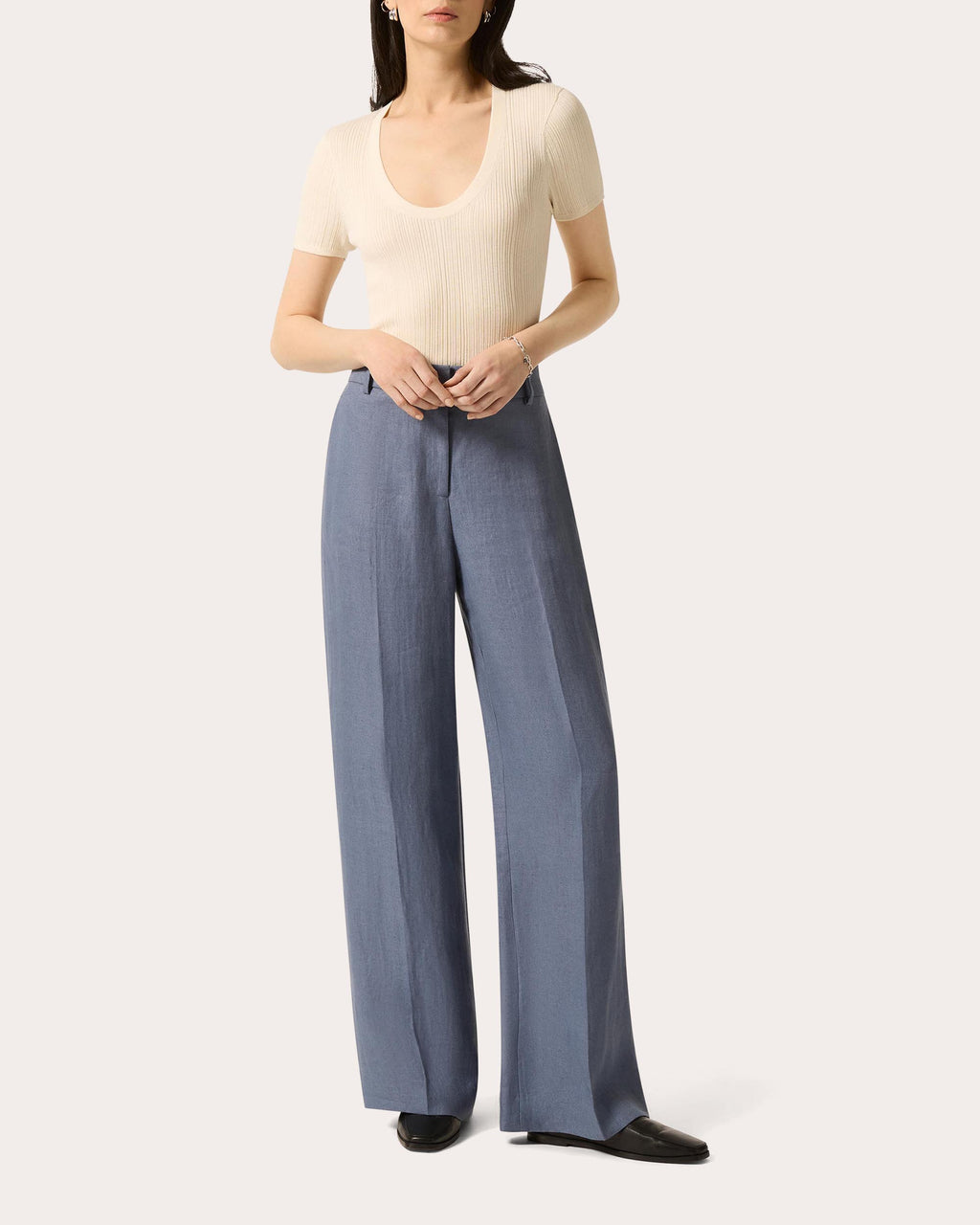 Soho Basket Weave Linen Creased Trousers