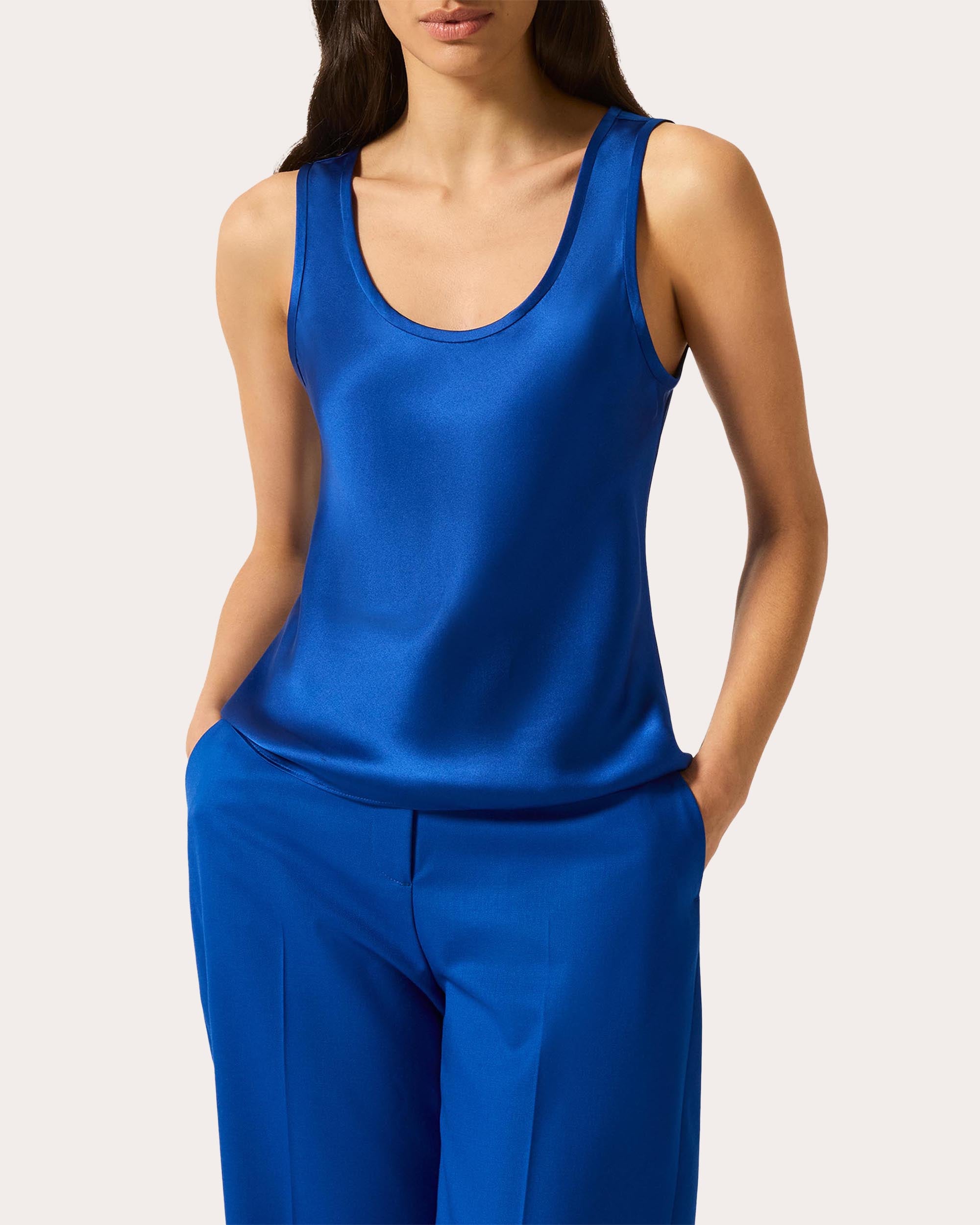 Silk Charmeuse Scoop Neck Tank Top