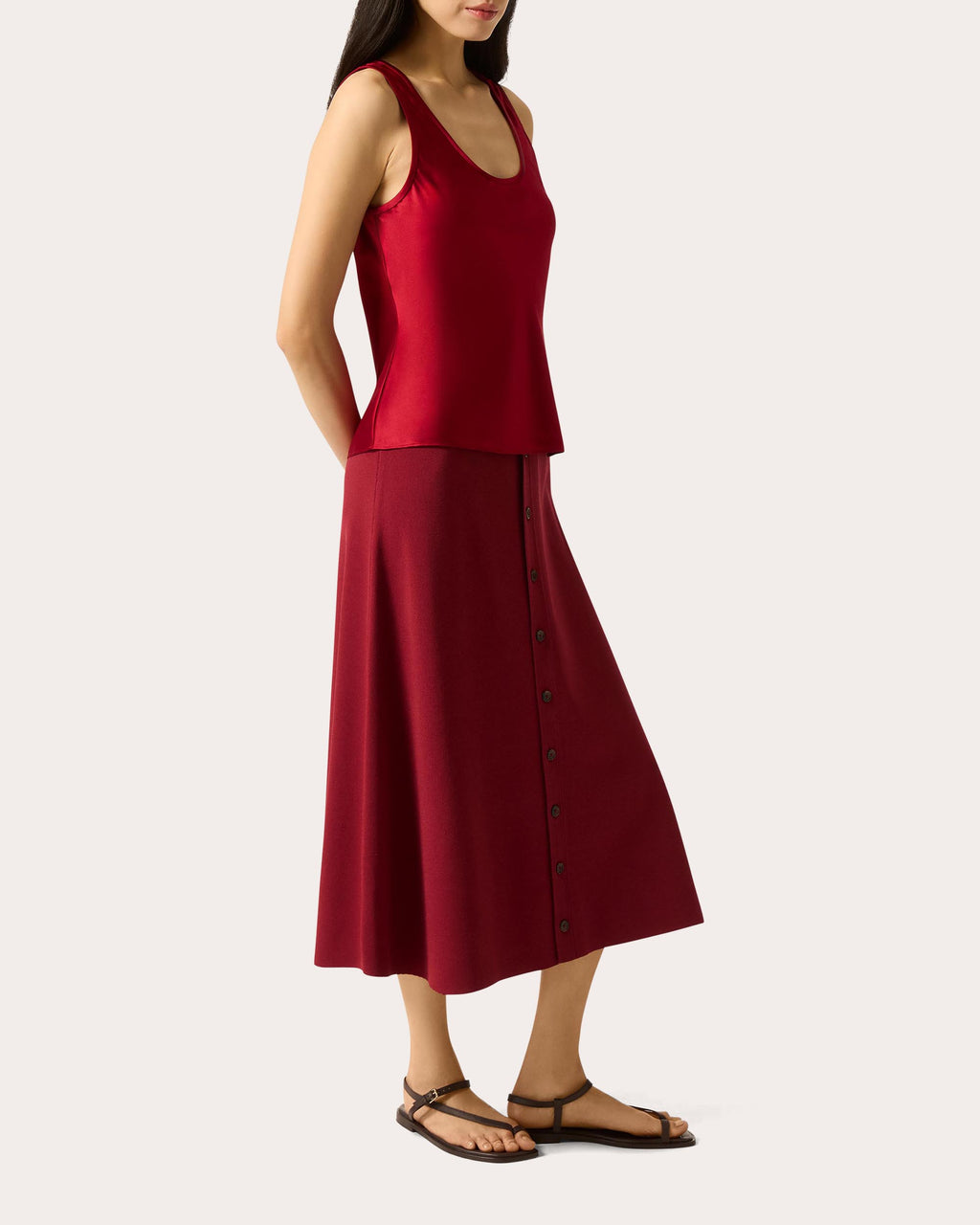 Silk Charmeuse Scoop Neck Tank Top