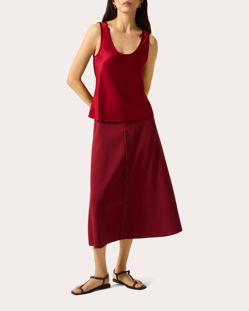 Silk Charmeuse Scoop Neck Tank Top
