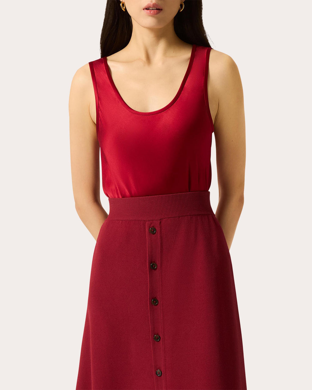 Silk Charmeuse Scoop Neck Tank Top
