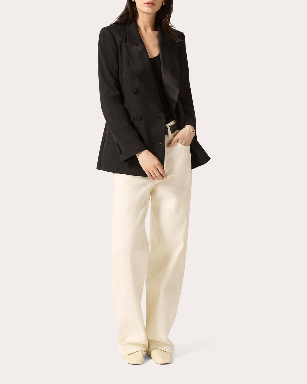 Seasonless Wool Silk-Lapel Tuxedo Blazer