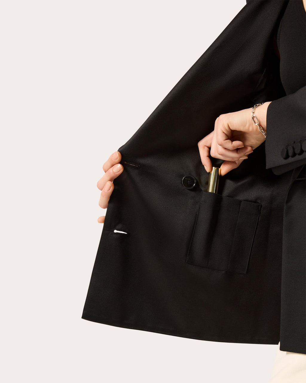 Seasonless Wool Silk-Lapel Tuxedo Blazer