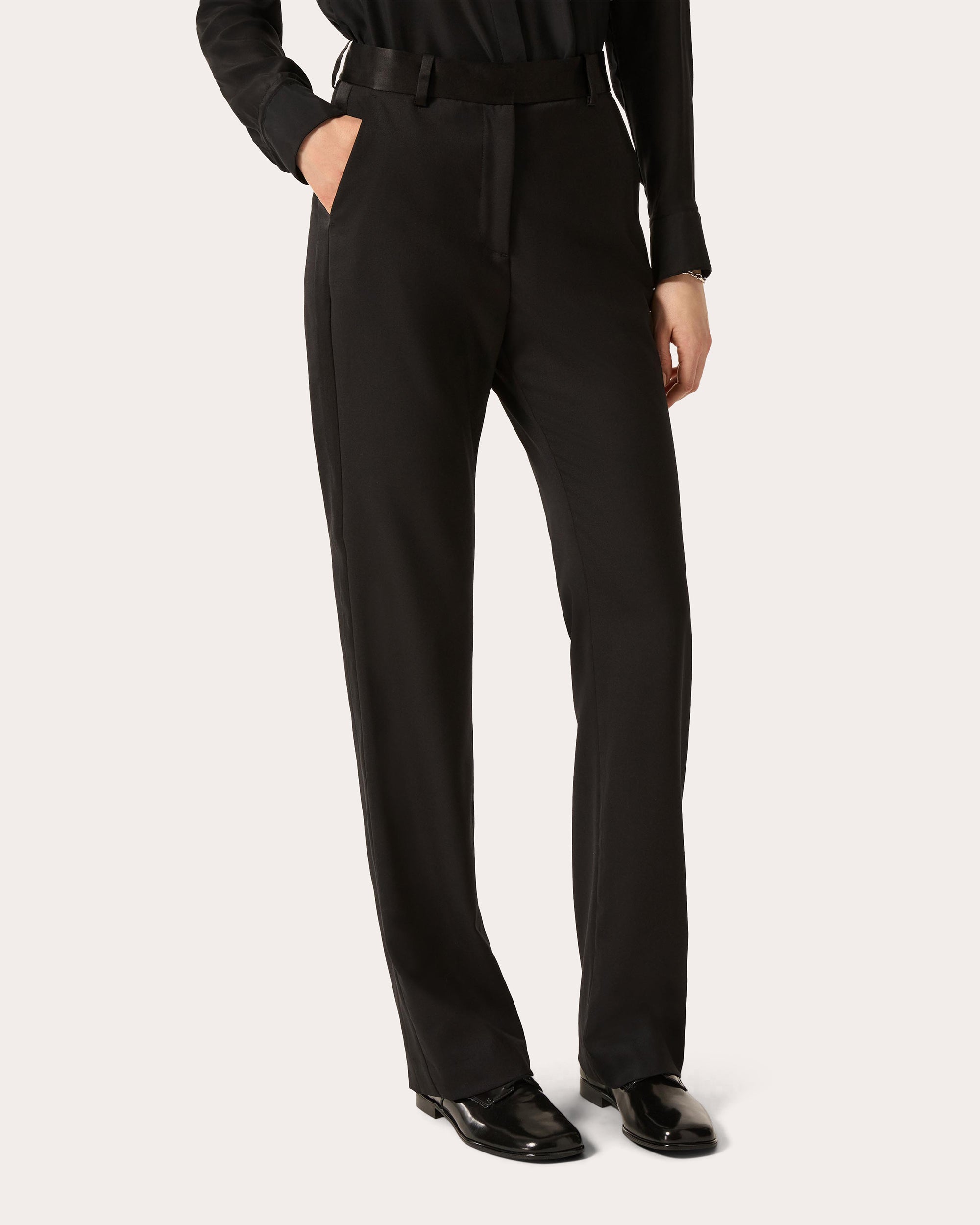 Seasonless Wool Silk-Trim Tuxedo Trousers