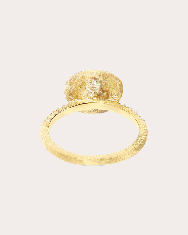 Amazonite & Diamond 18k Gold Small Boules Ring