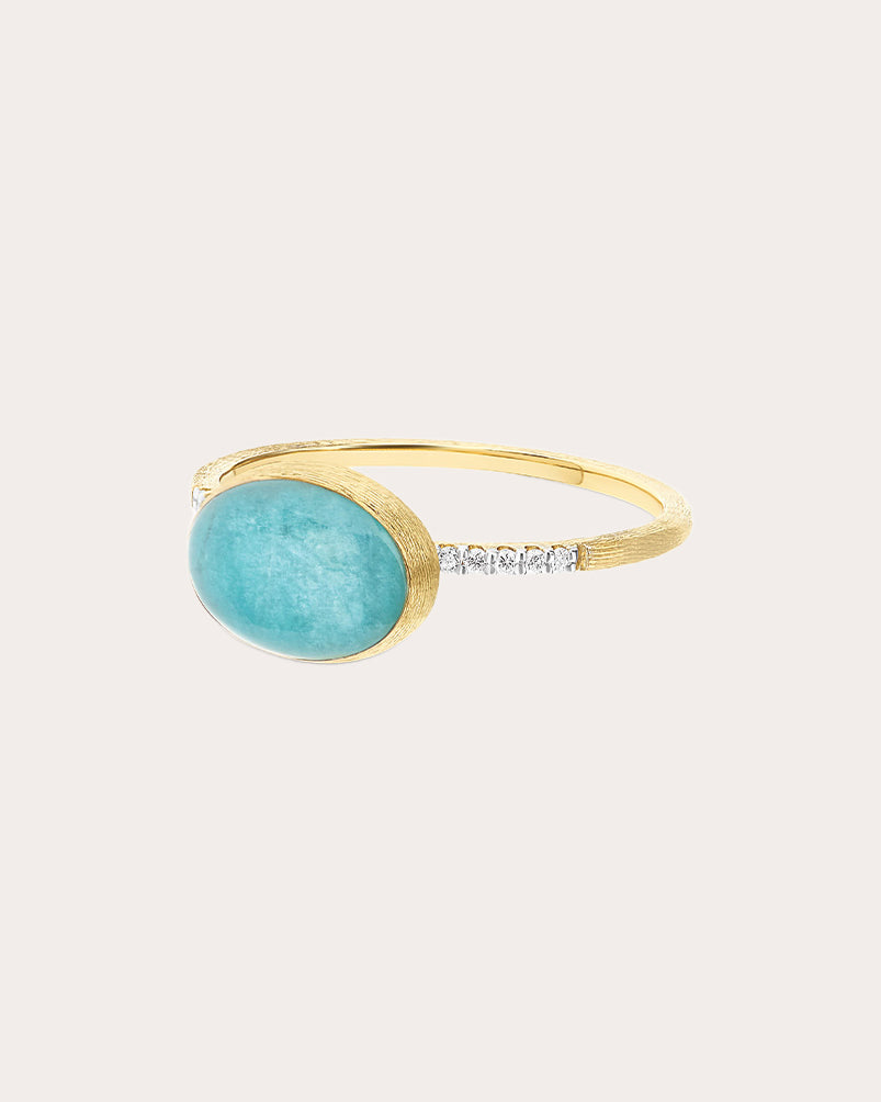 Amazonite & Diamond 18k Gold Small Boules Ring