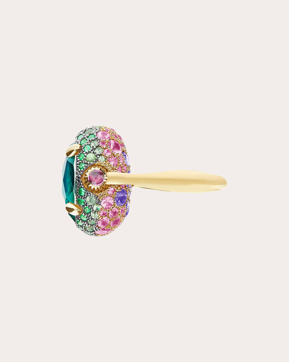 Labradorite & Amethyst 18k Gold Reversible Ring